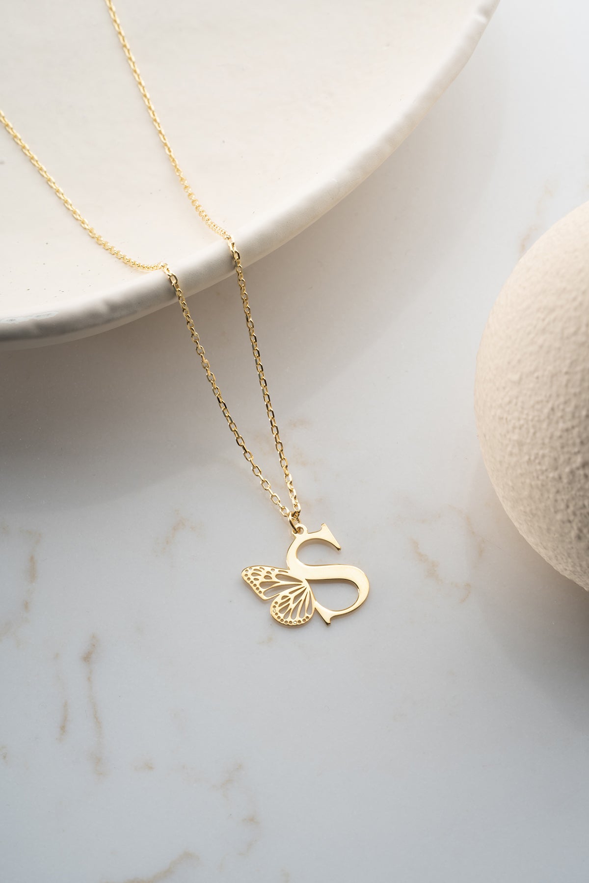 Custom Butterfly Initial Necklace