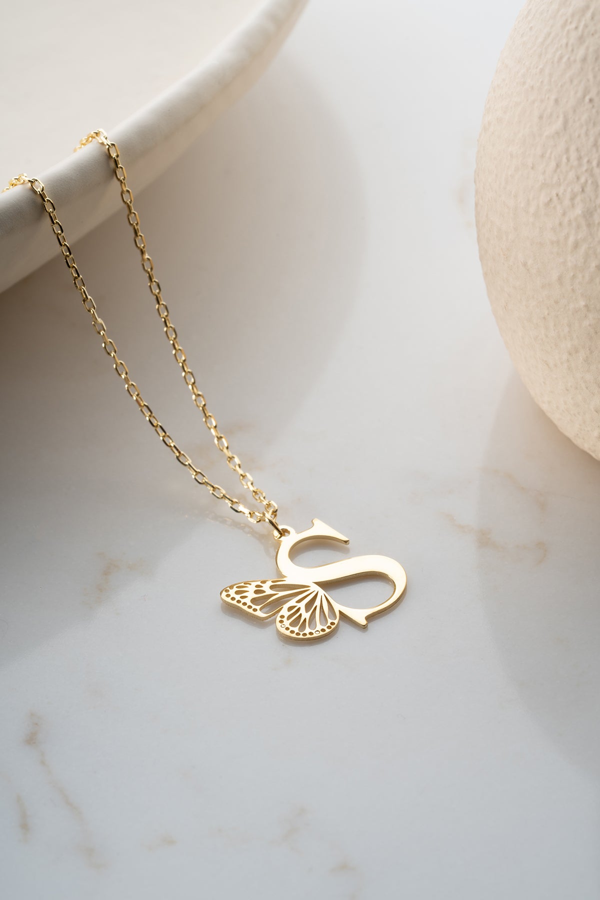 Custom Butterfly Initial Necklace