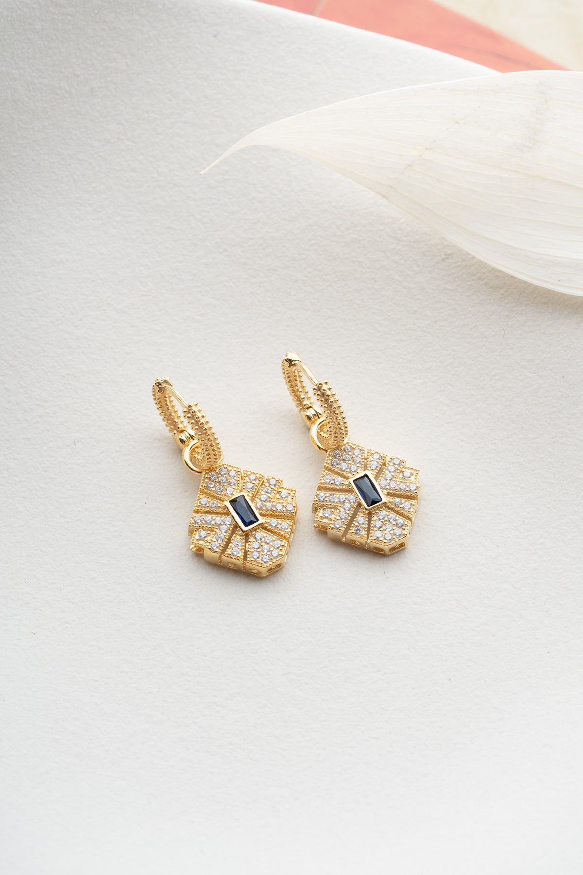 Blue Stone Starburst Drop Earrings