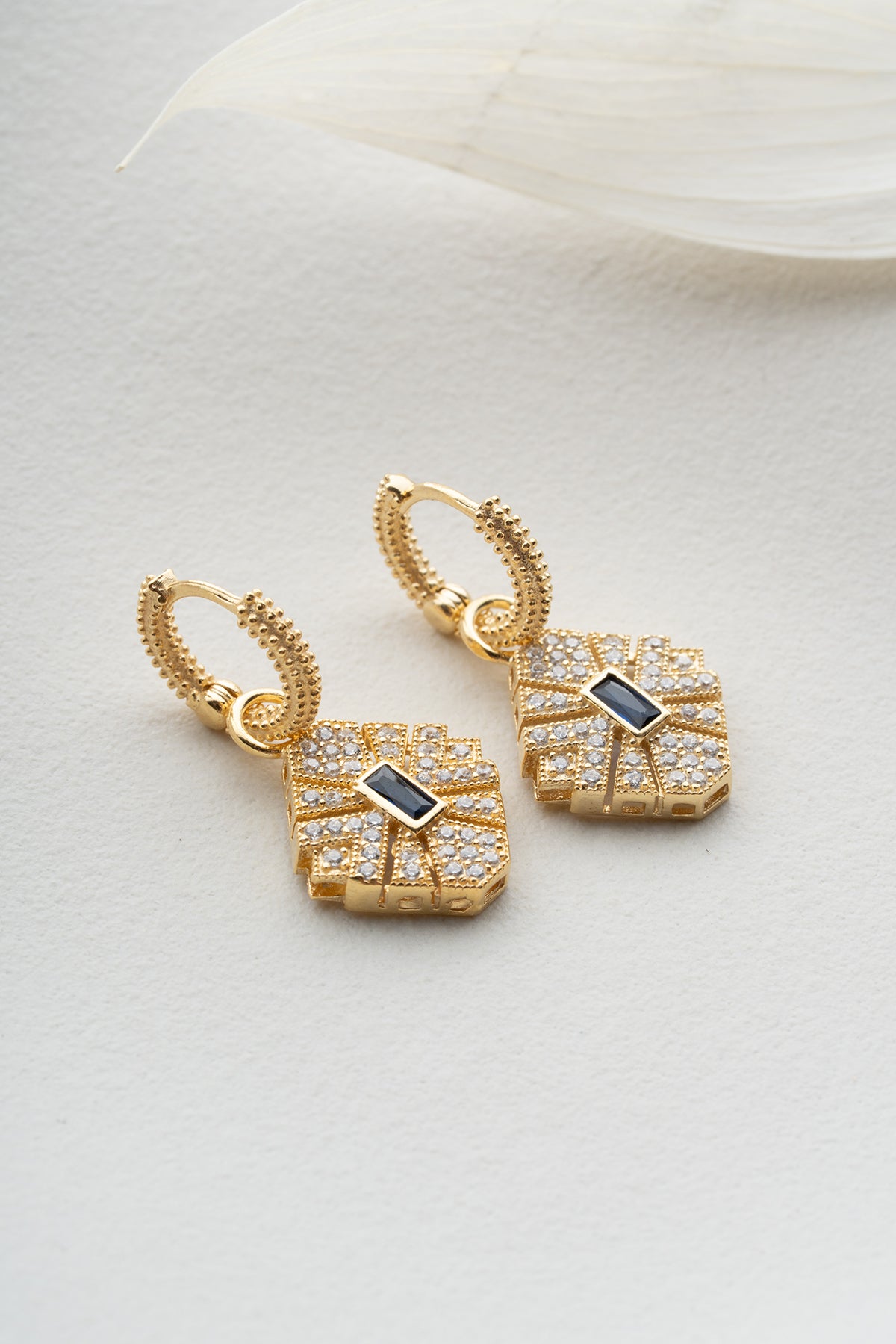 Blue Stone Starburst Drop Earrings