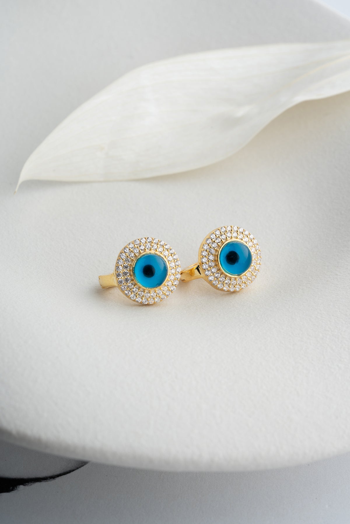 Evil Eye Halo Clip Earrings