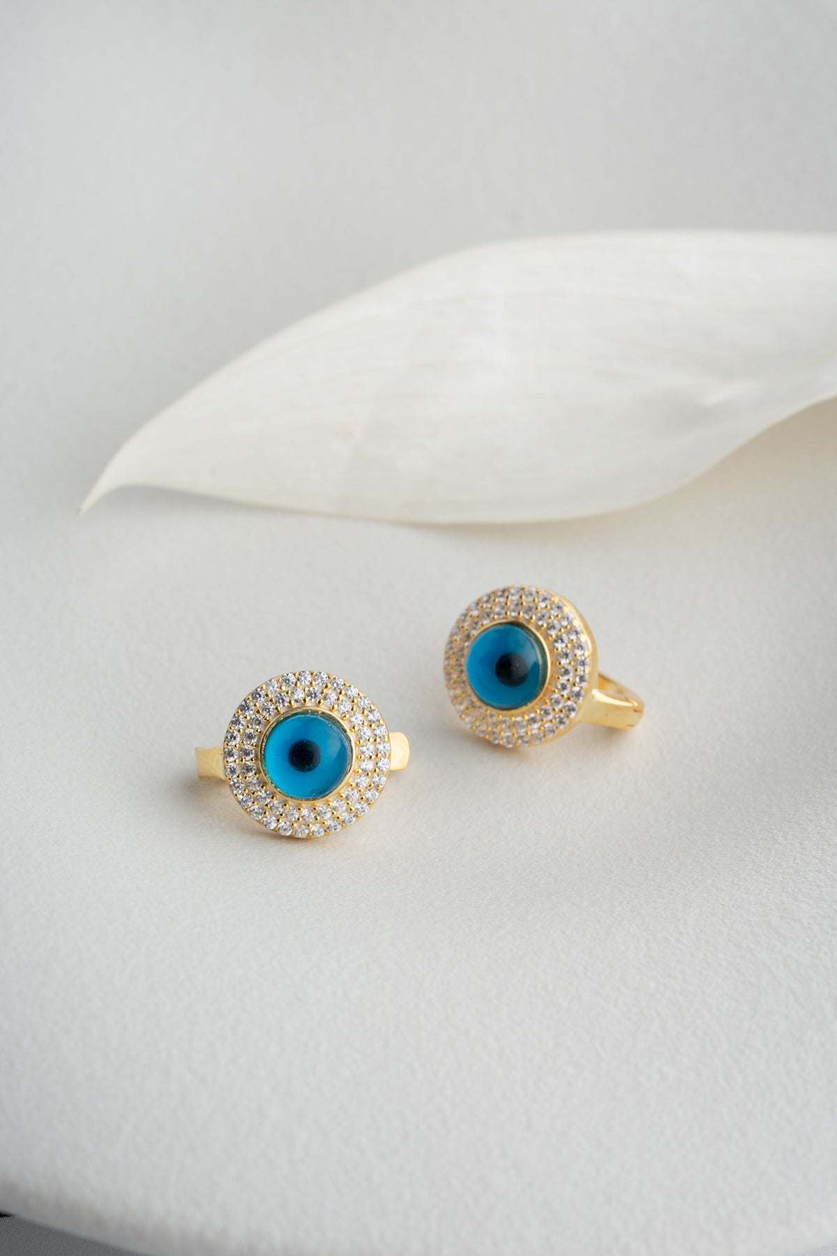 Evil Eye Halo Clip Earrings