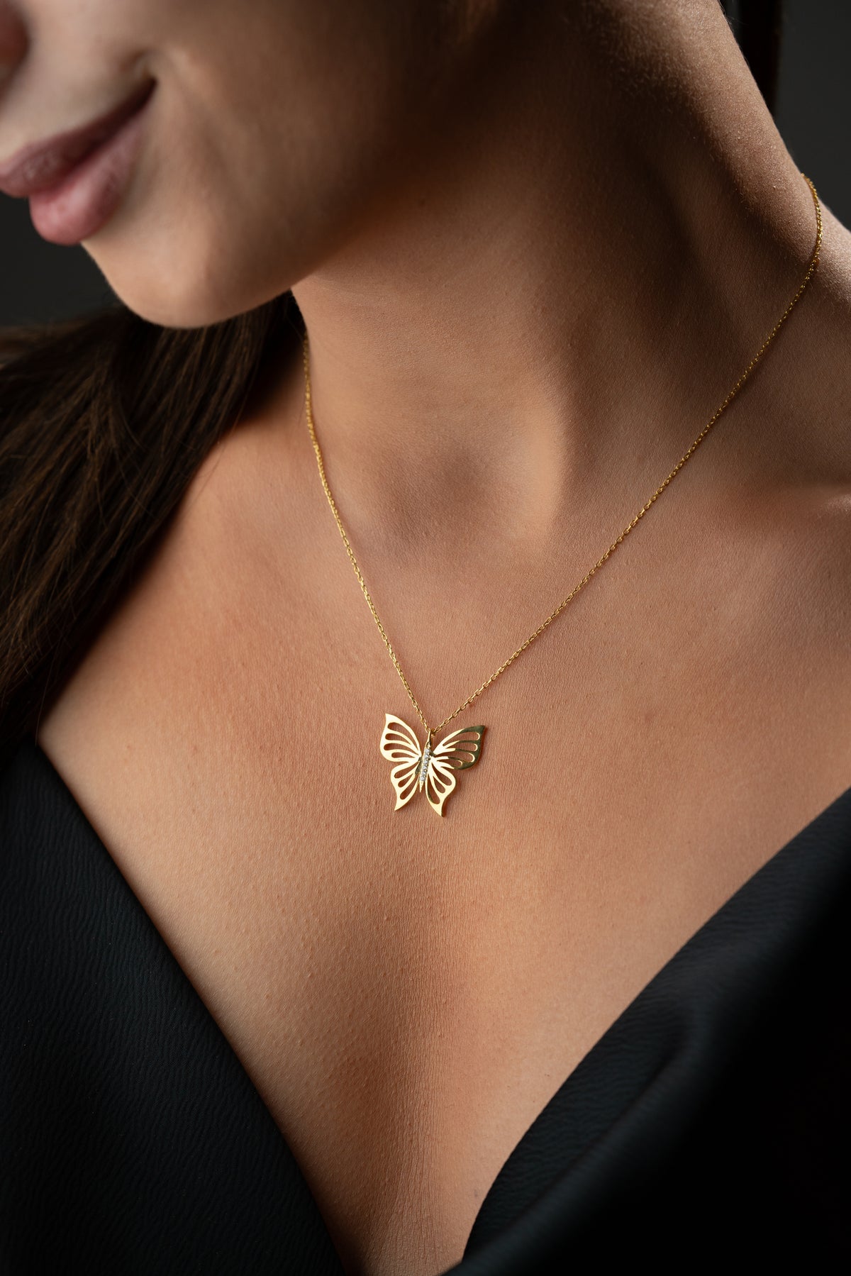 Cutout Butterfly Pendant Necklace