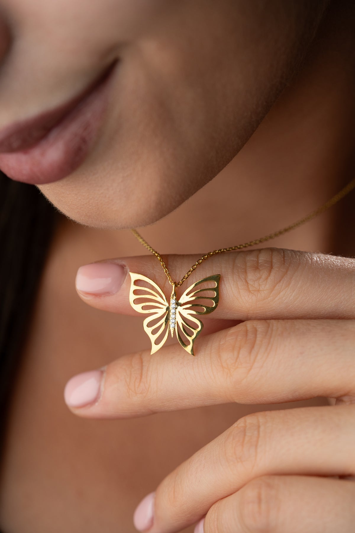 Cutout Butterfly Pendant Necklace
