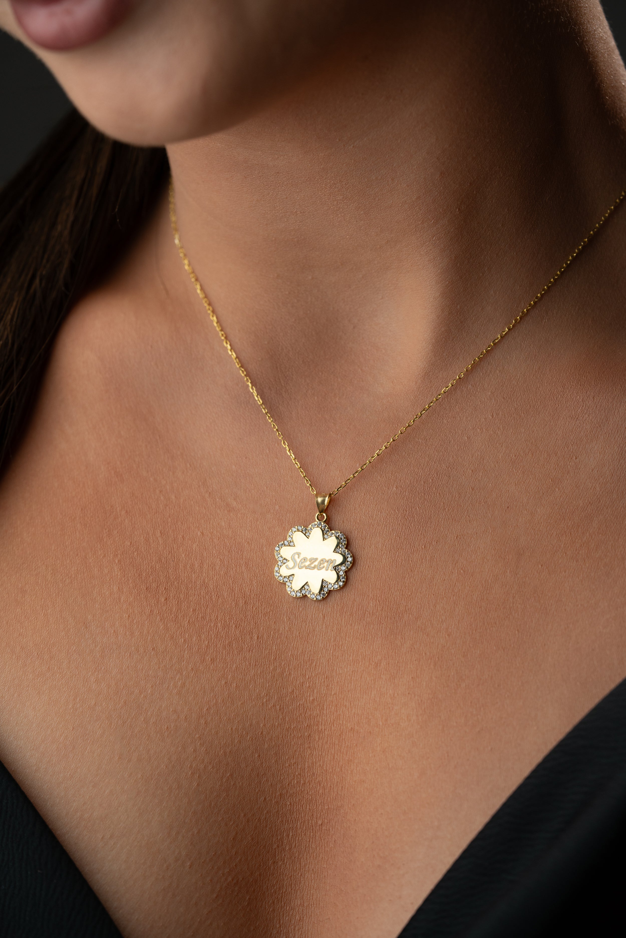 Custom Name Flower Pendant Necklace
