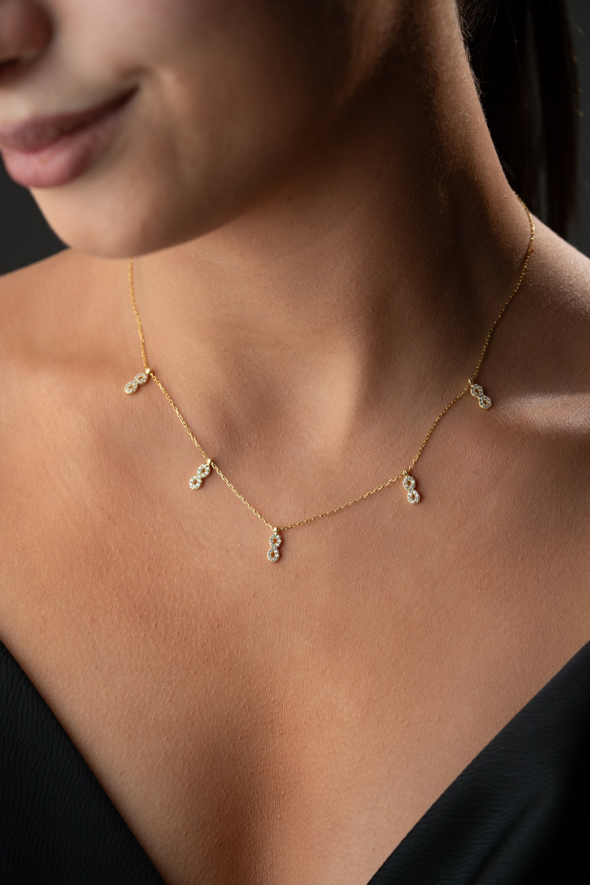 Sparkling Infinity Symbol Charm Necklace