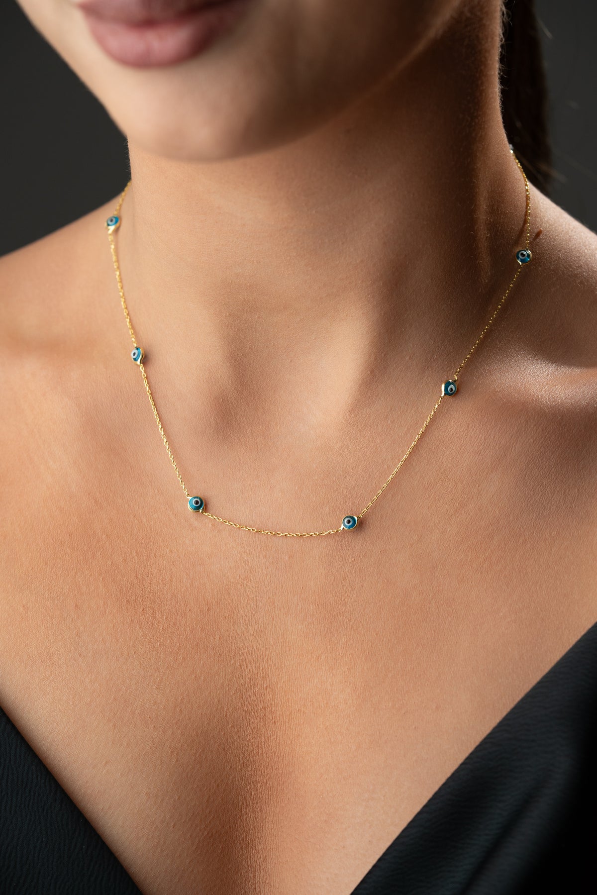 Enamel Evil Eye Station Necklace