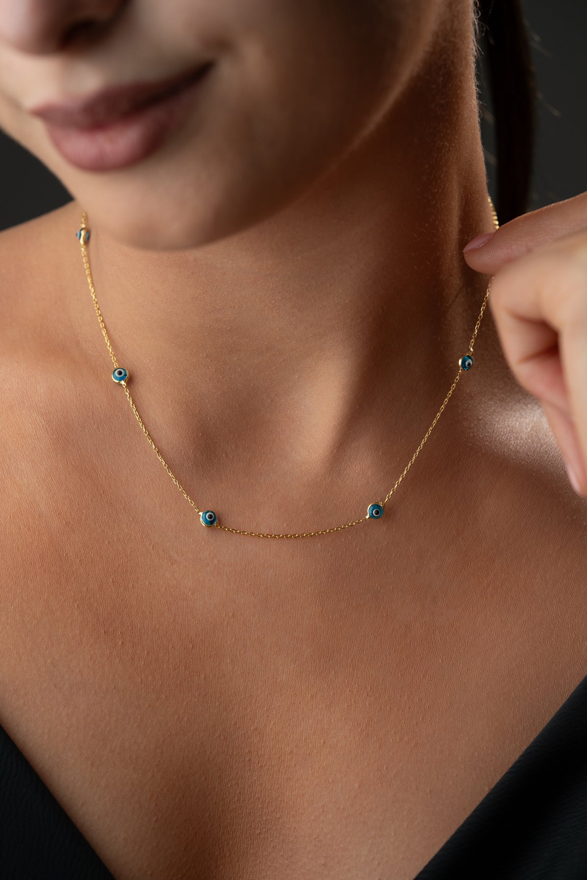 Enamel Evil Eye Station Necklace