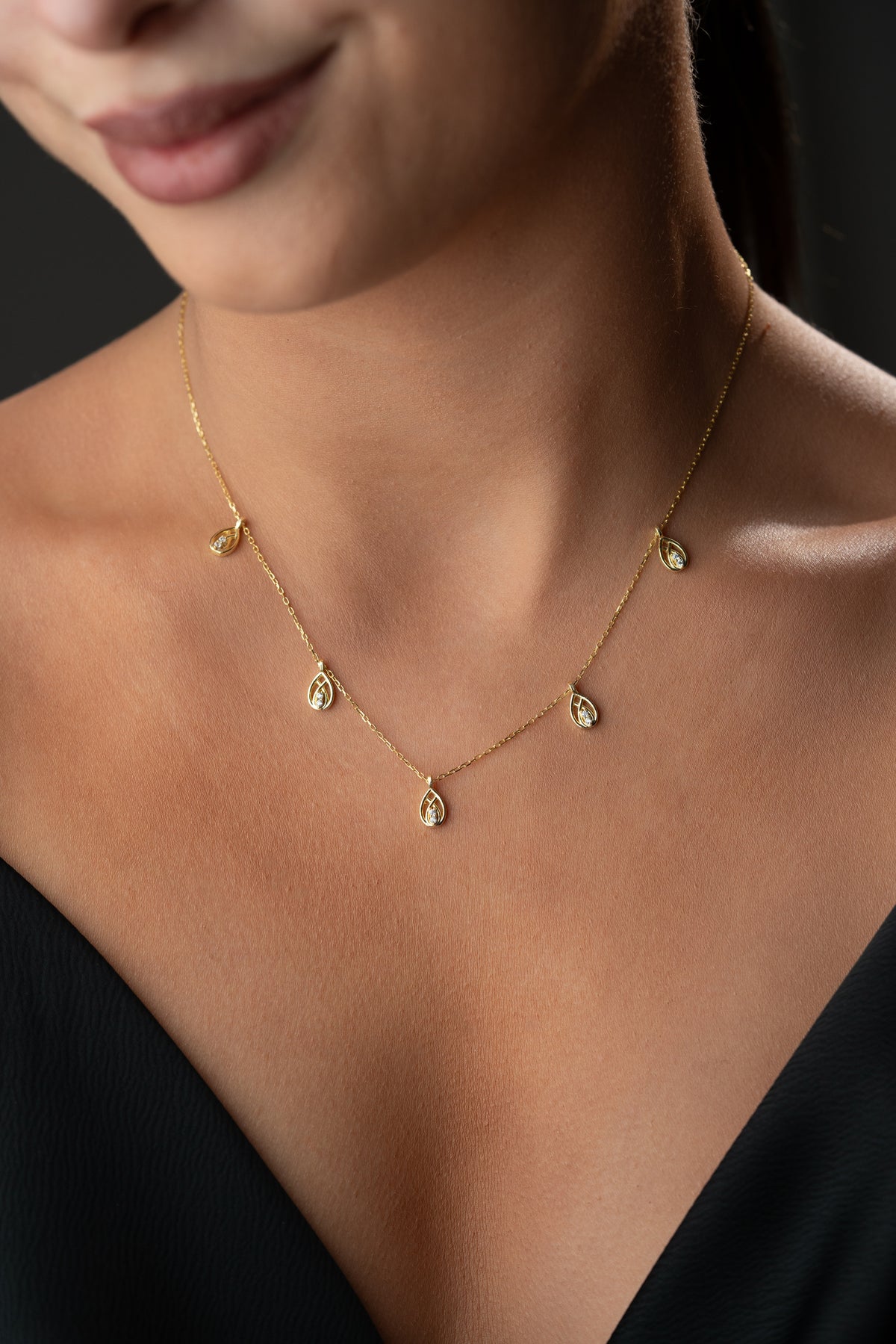 Woven Droplet Charm Necklace