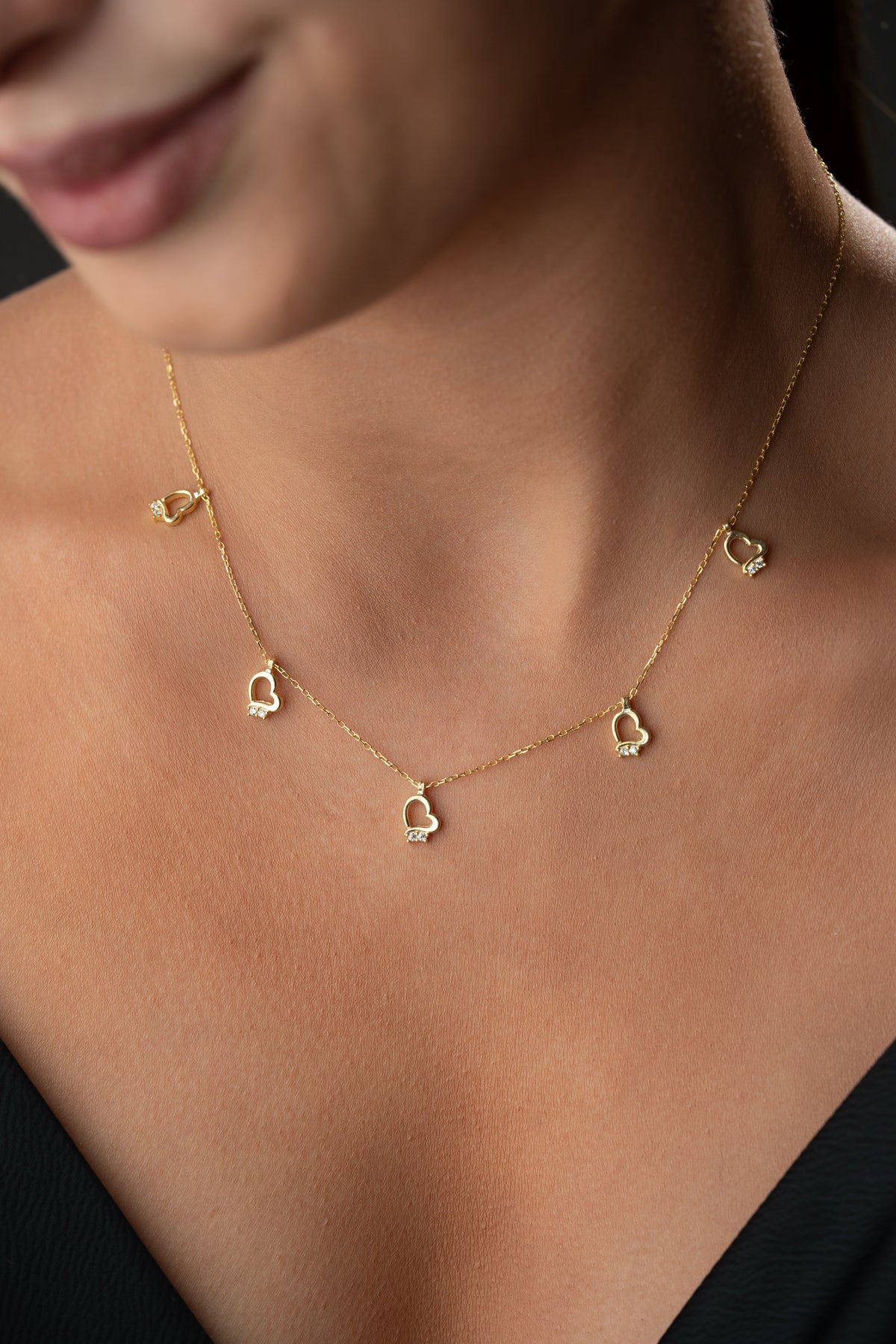 Dainty Heart Charm Station Necklace