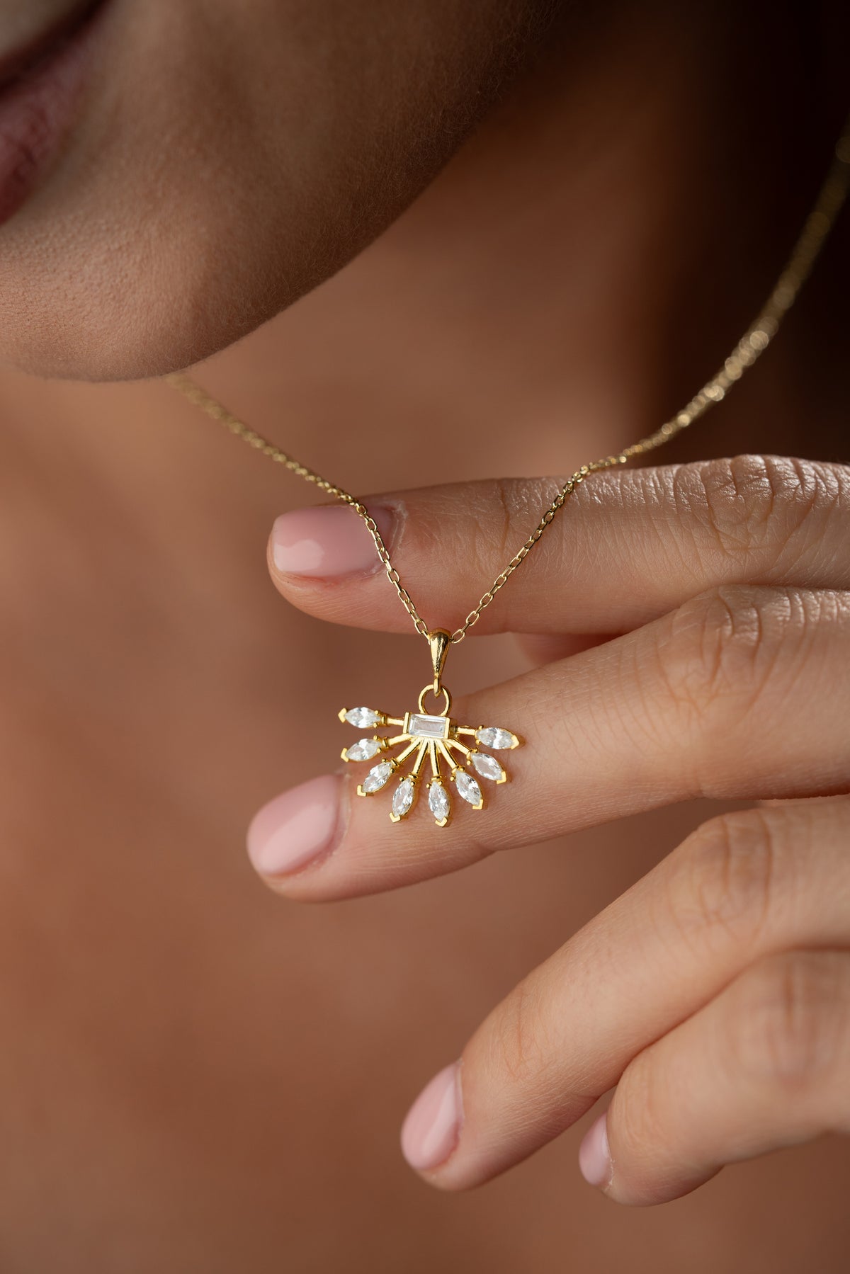 Marquise Crystal Sunburst Necklace