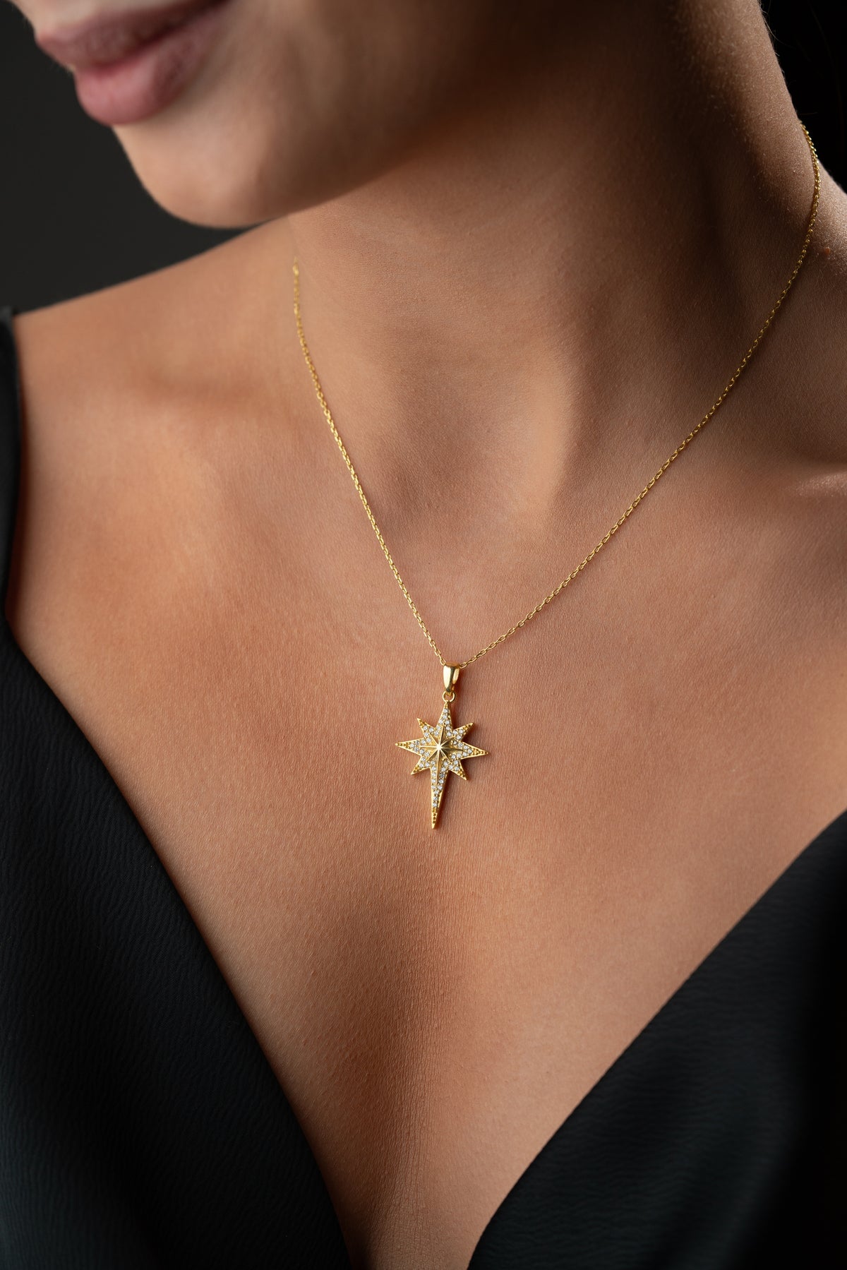 Large North Star Pendant Necklace