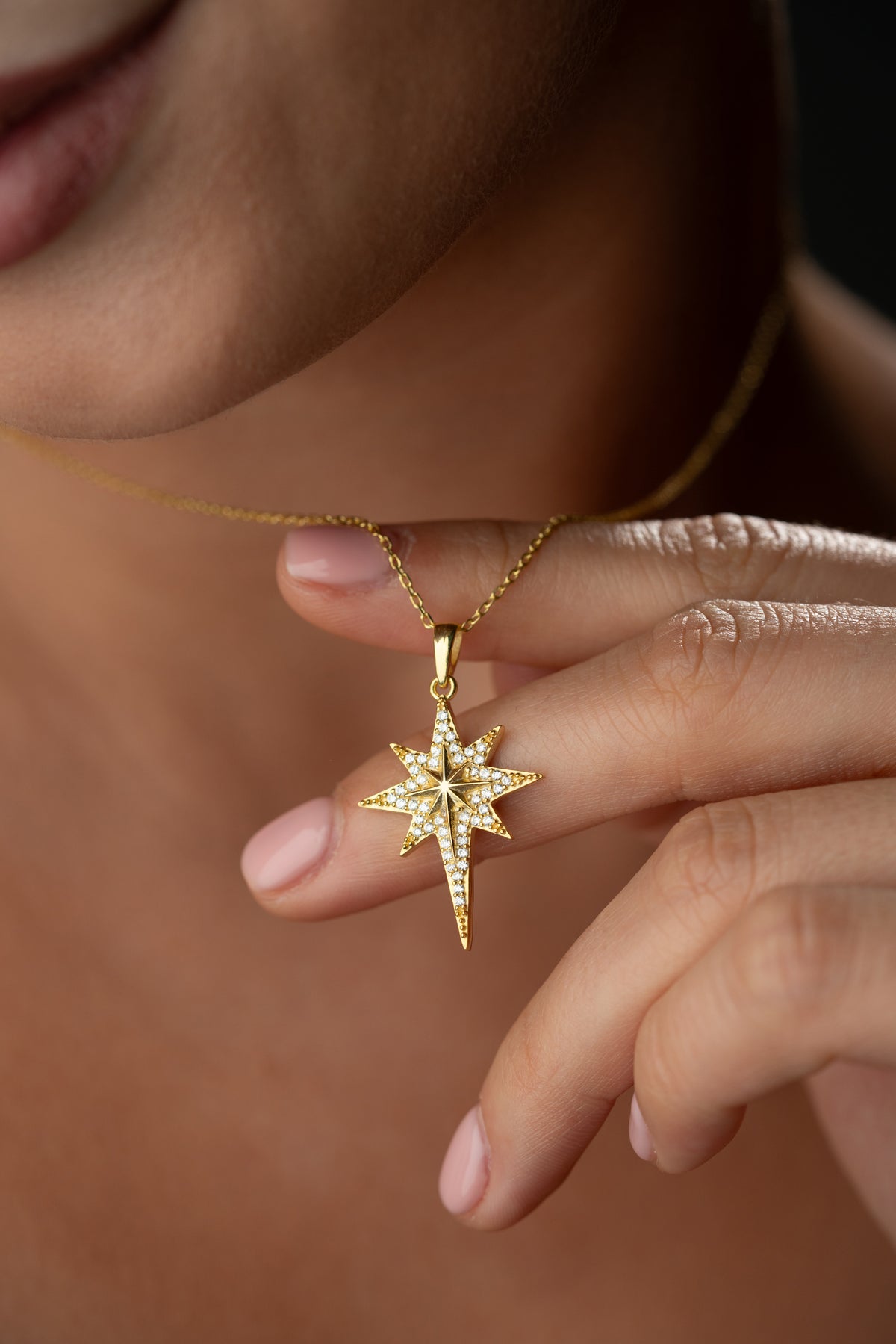 Large North Star Pendant Necklace