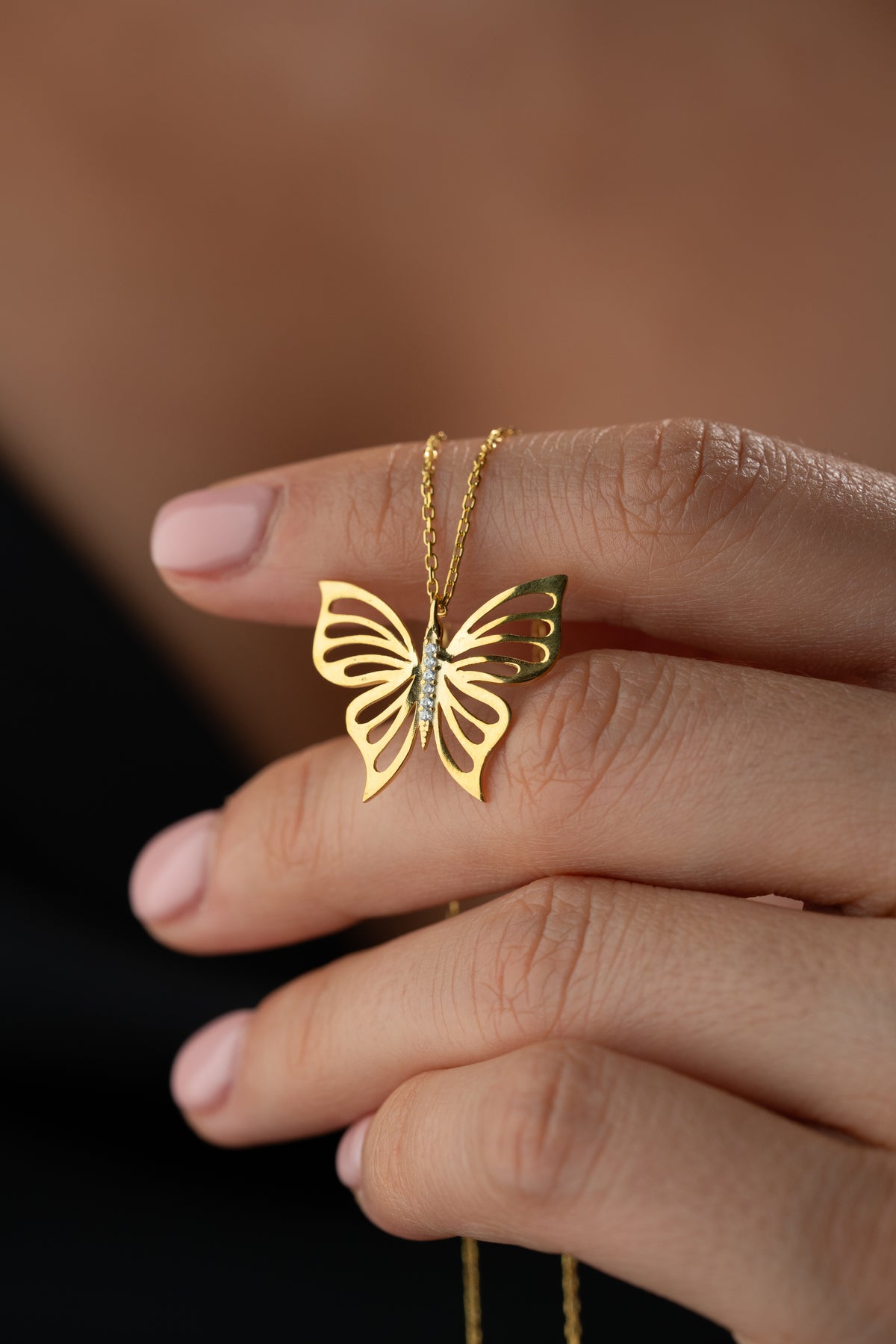 Cutout Butterfly Pendant Necklace