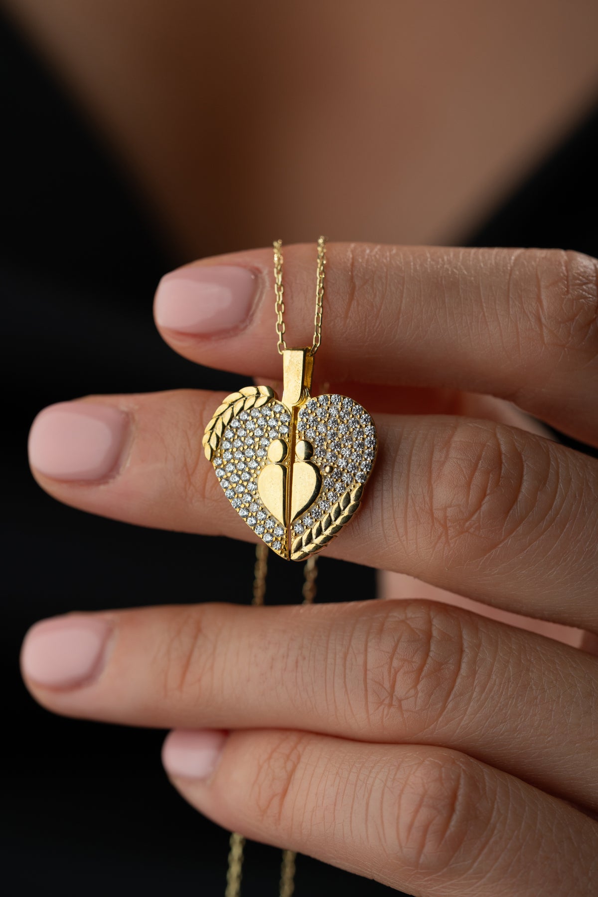 Angel Wing Heart Locket Necklace