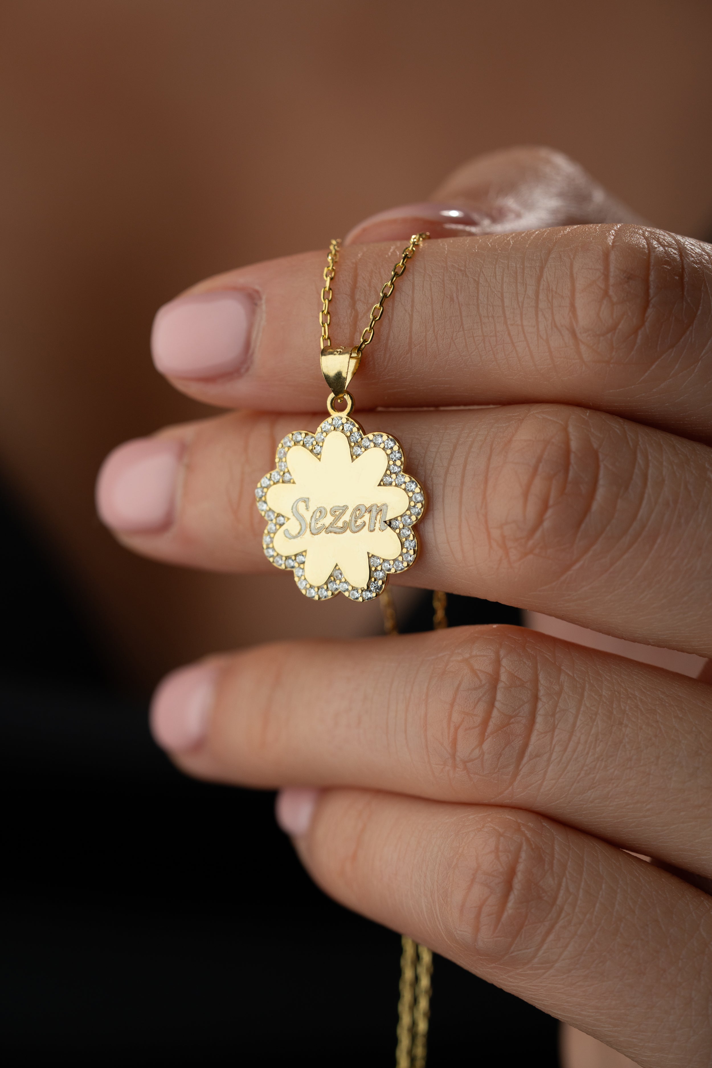 Custom Name Flower Pendant Necklace