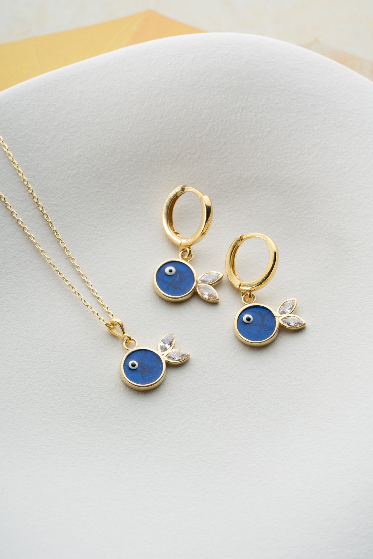 Blue Evil Eye Fish Jewelry Set
