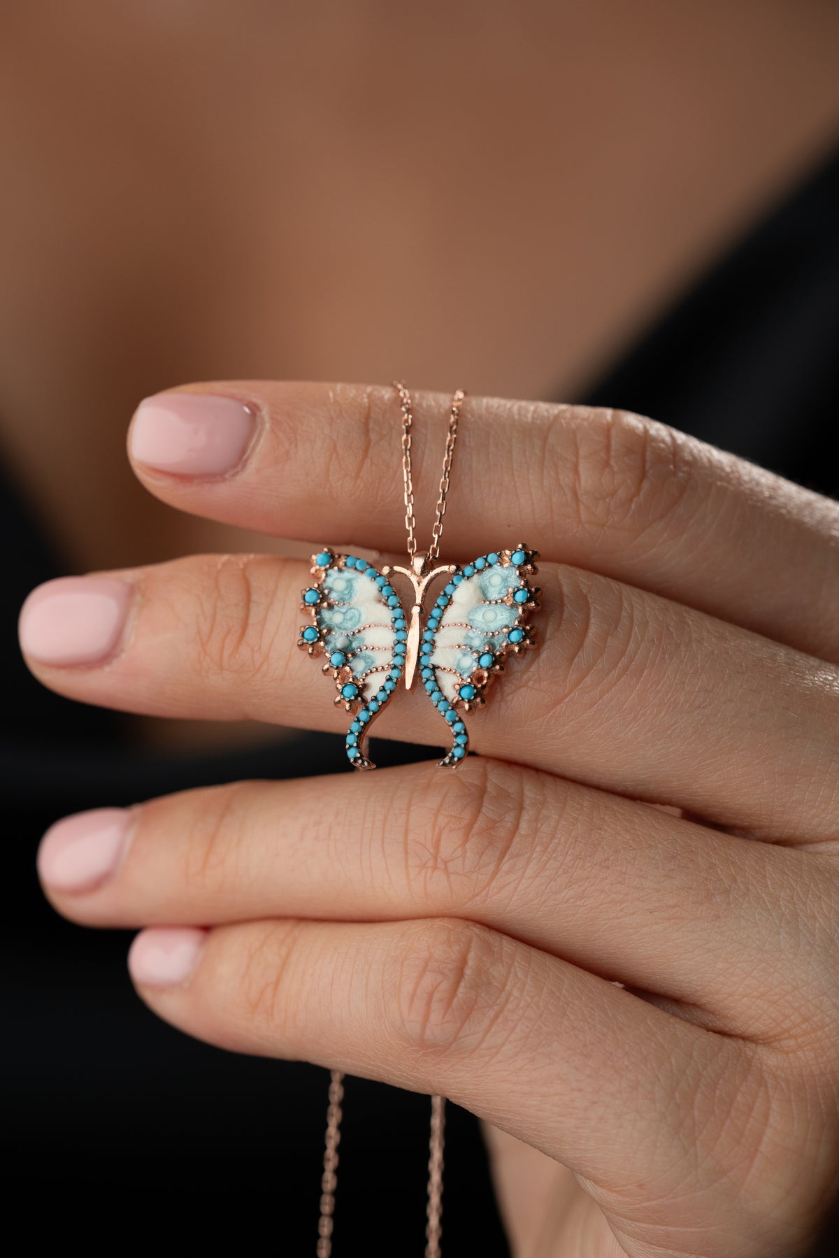 Turquoise Butterfly Pendant Necklace