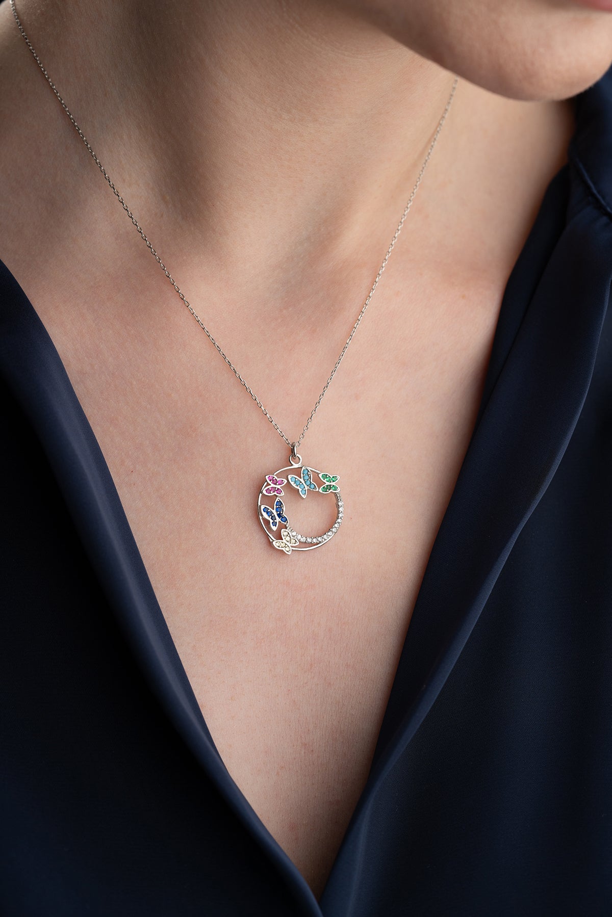 Butterfly Wreath Pendant Necklace