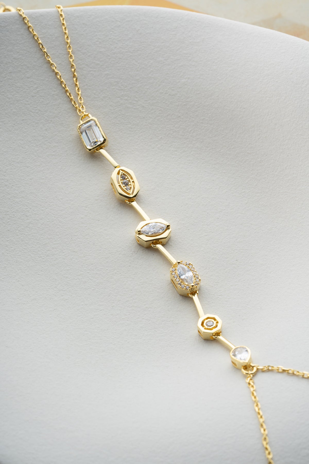 Baguette Crystal Station Hand Chain
