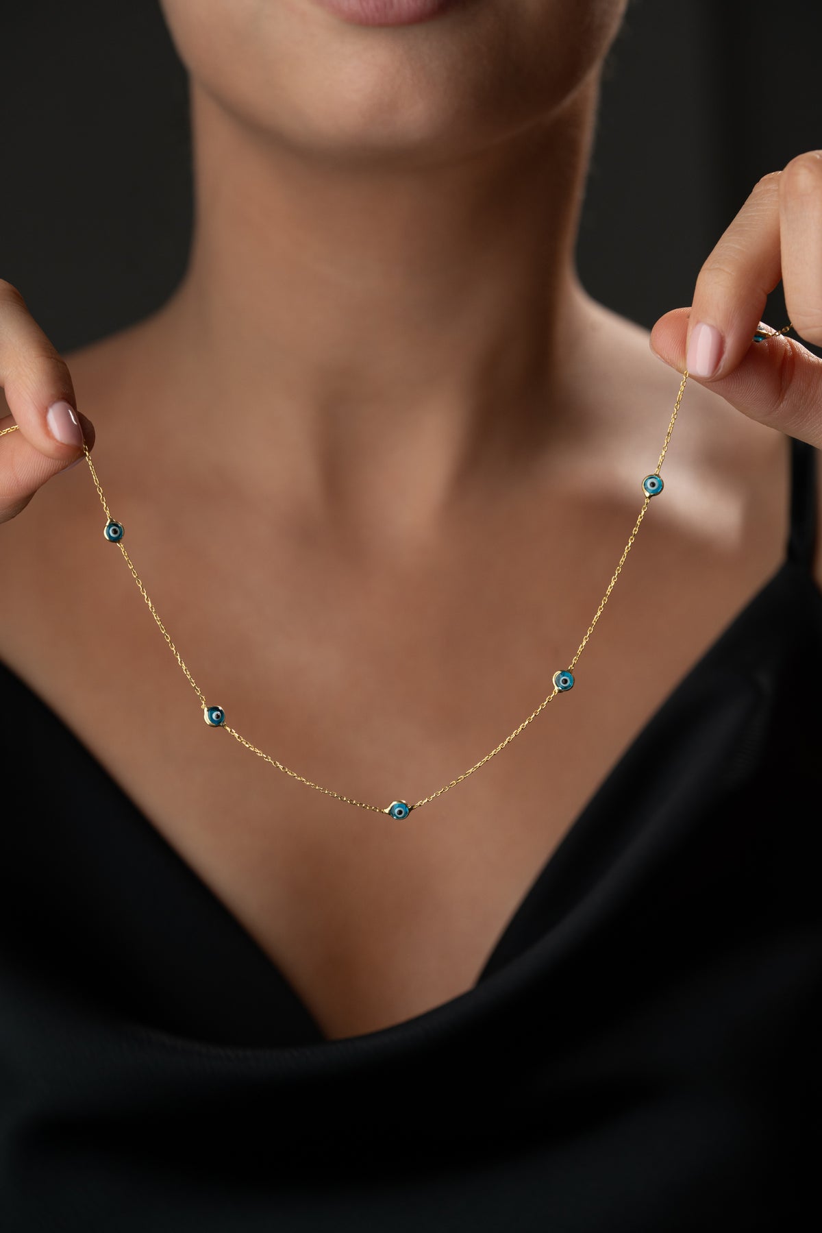 Enamel Evil Eye Station Necklace