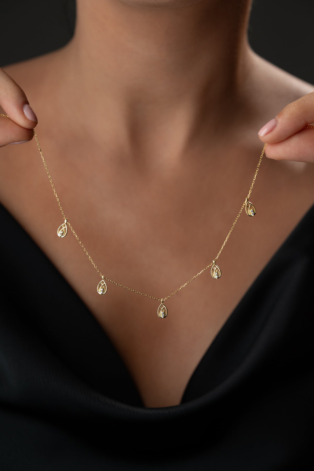 Woven Droplet Charm Necklace