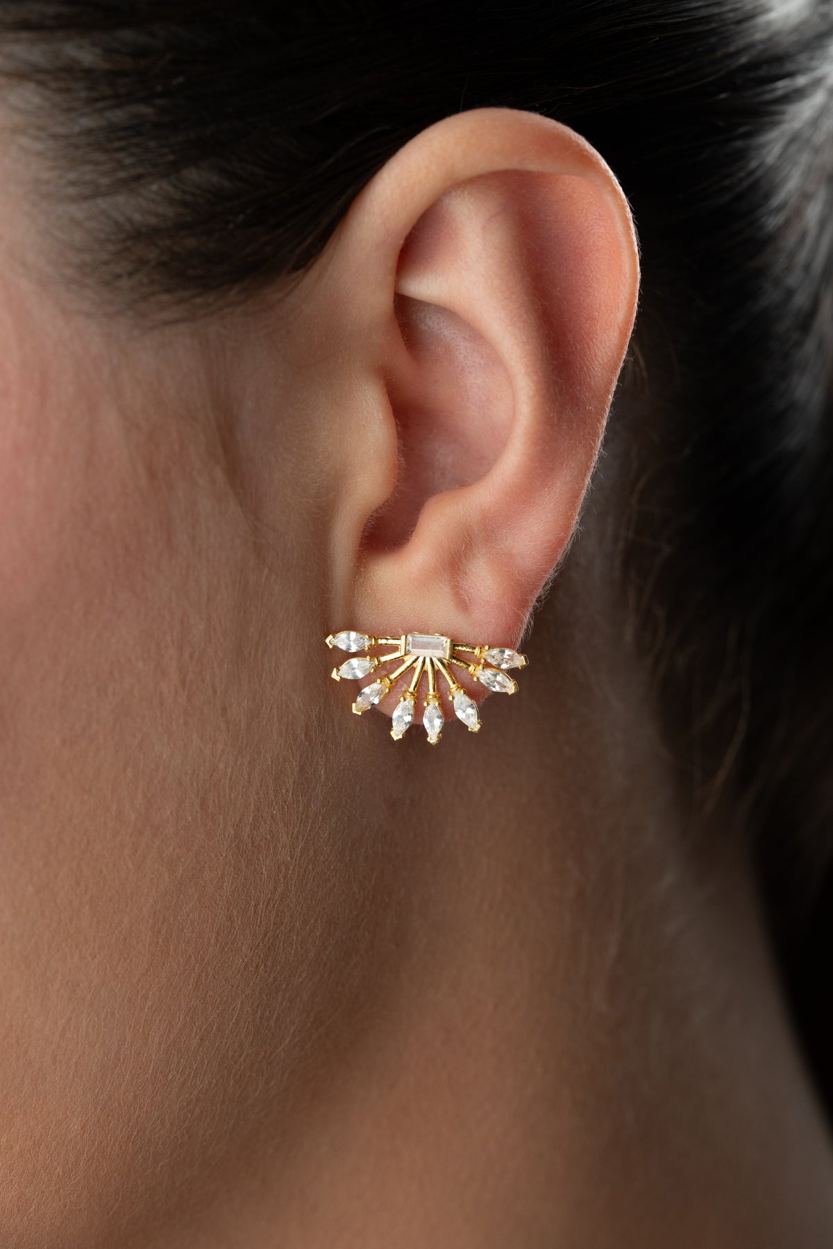 Crystal Fan Stud Earrings