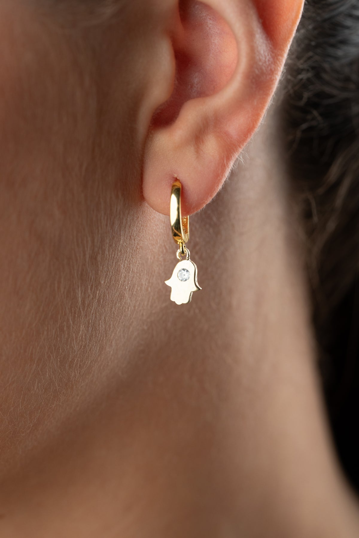 Hamsa Hand Charm Hoop Earrings
