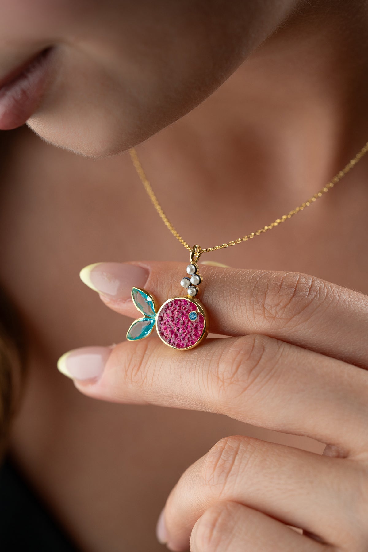 Sparkling Fish Pendant Necklace