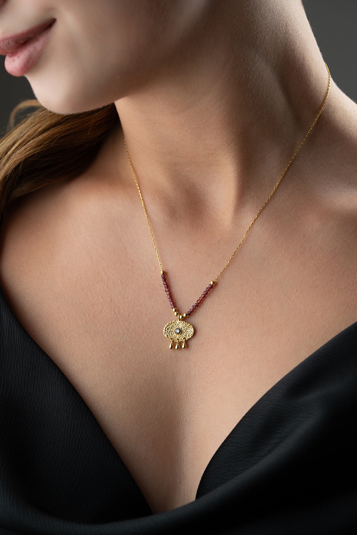 Garnet Guardian Eye Necklace