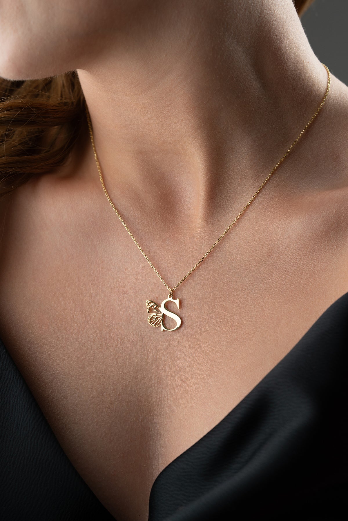 Custom Butterfly Initial Necklace