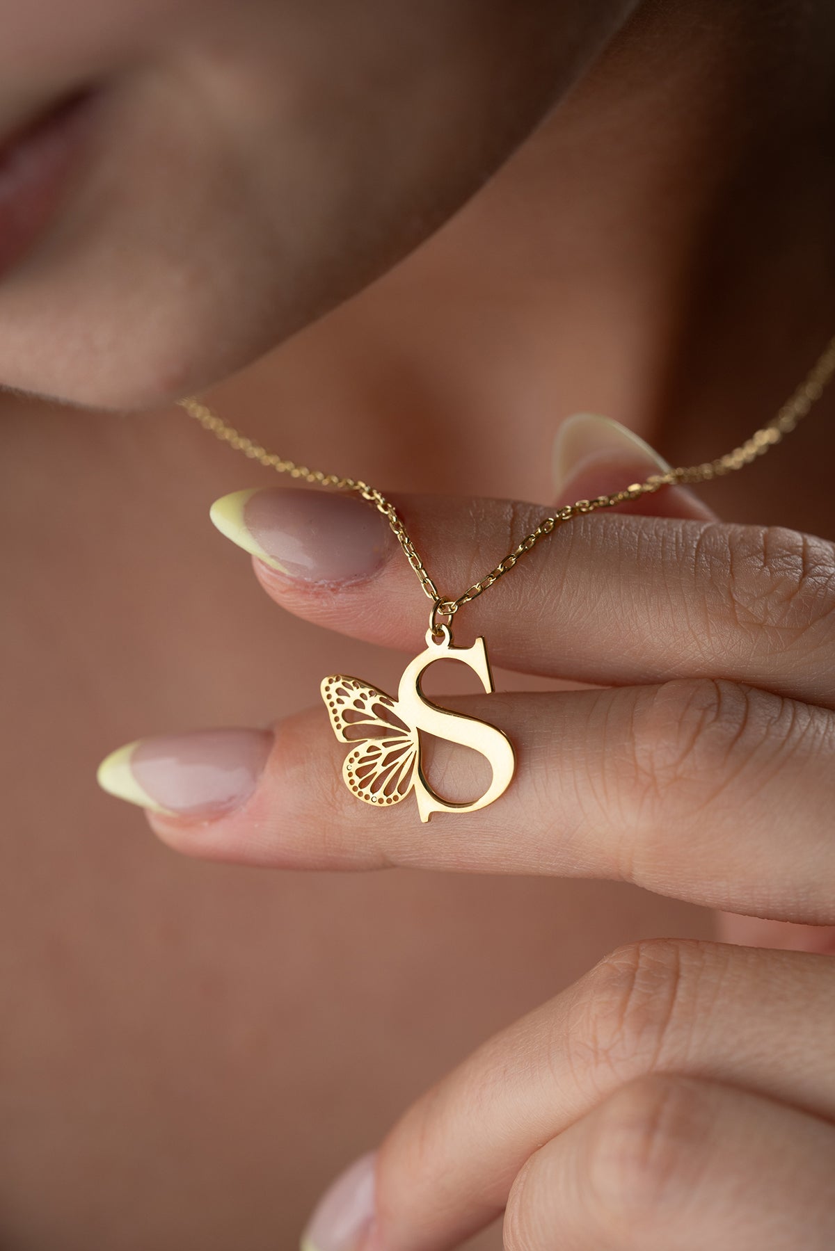 Custom Butterfly Initial Necklace