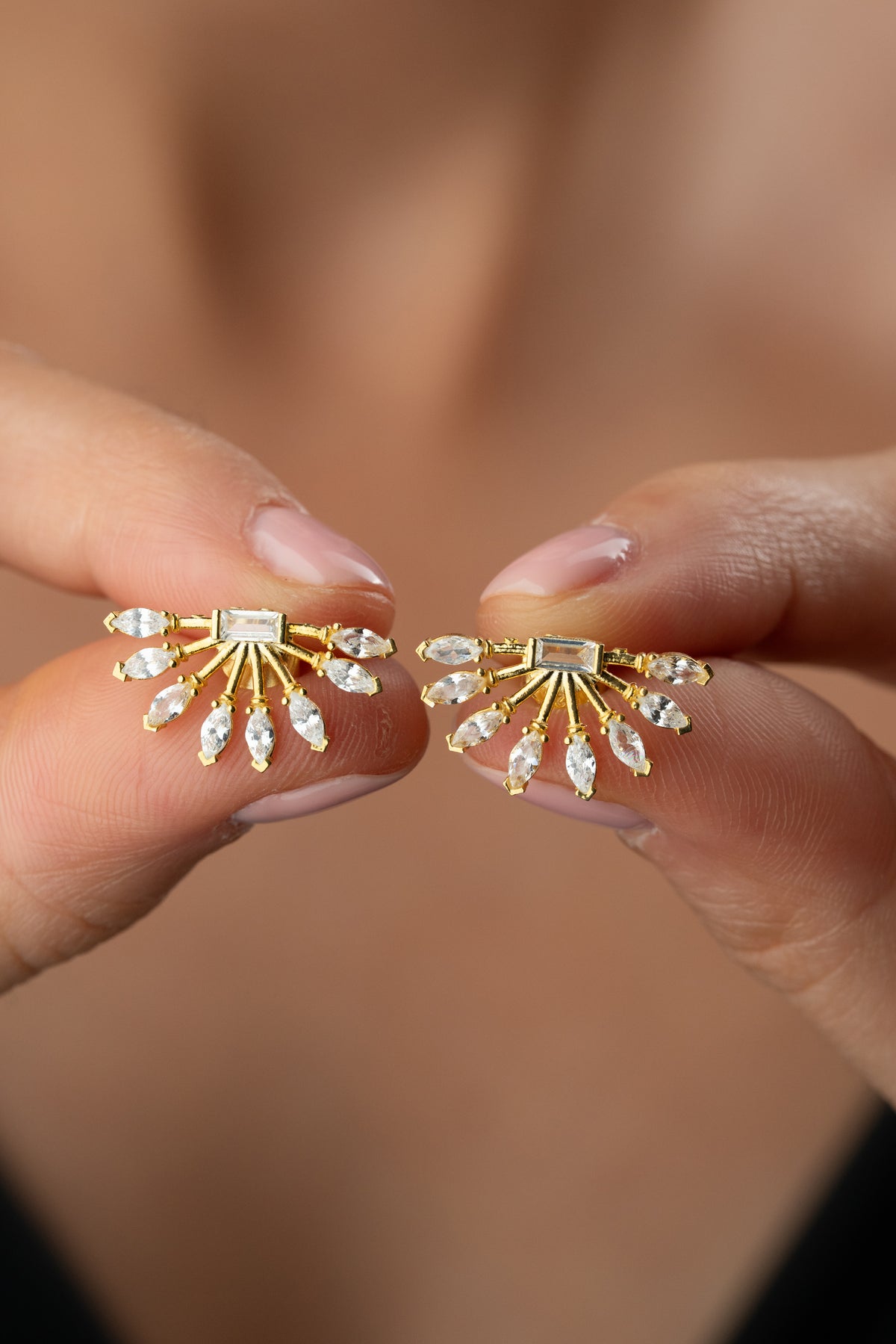 Crystal Fan Stud Earrings