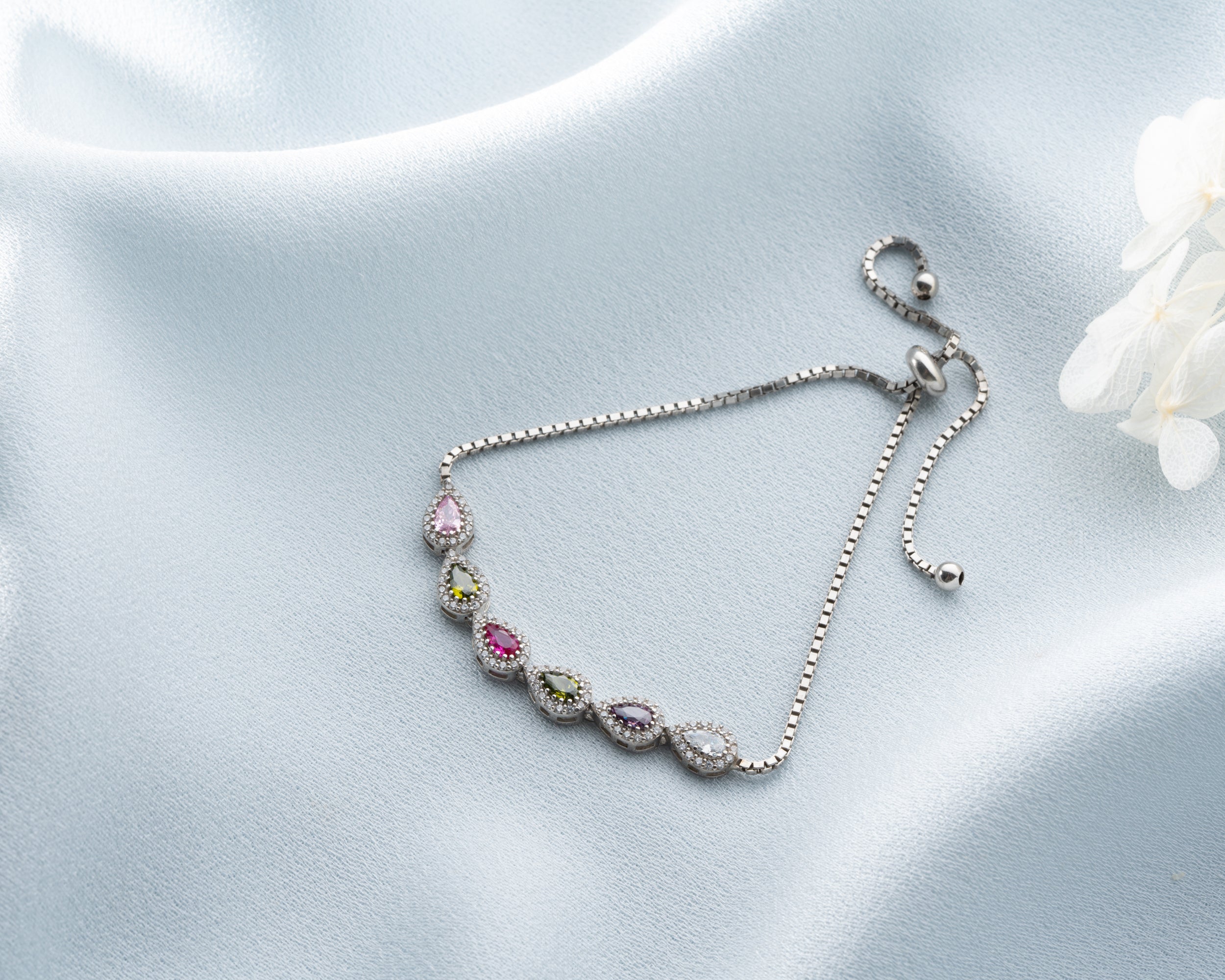Custom Teardrop Birthstone Family Bracelet