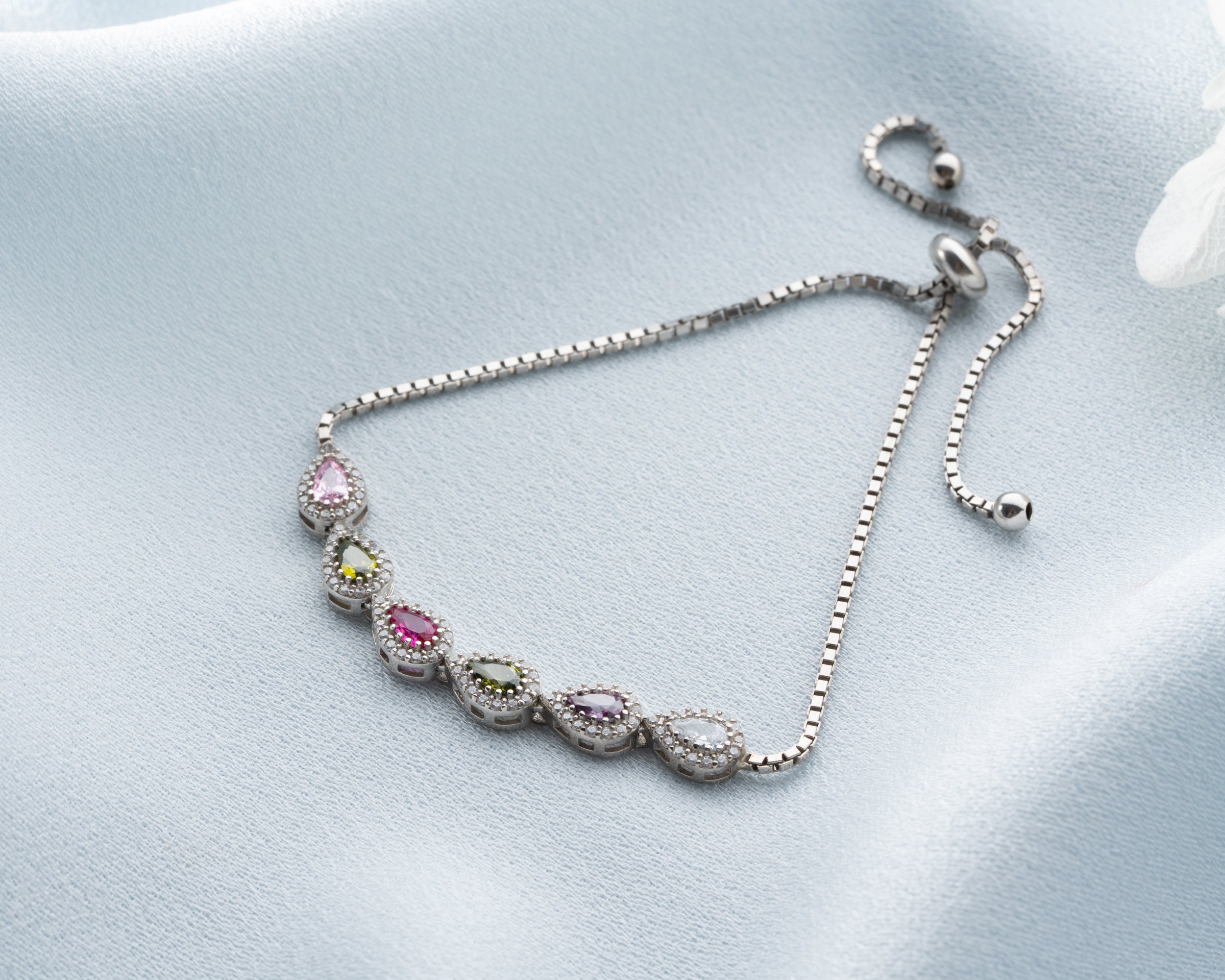 Custom Teardrop Birthstone Family Bracelet