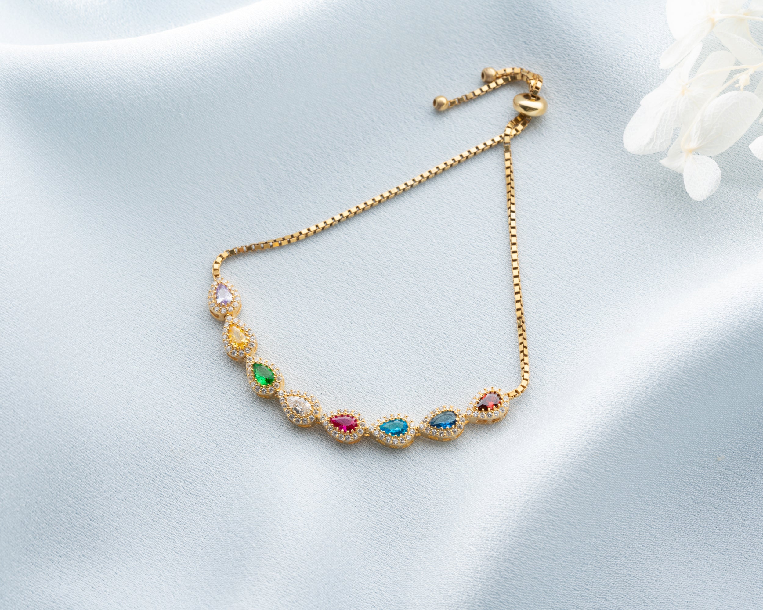 Custom Teardrop Birthstone Family Bracelet