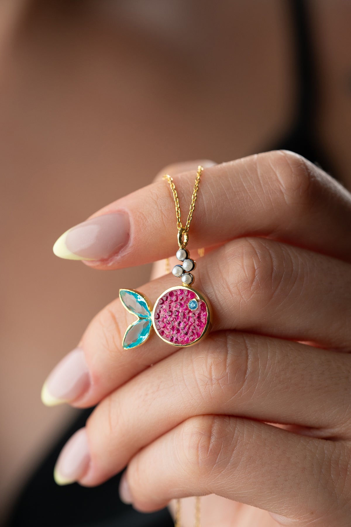 Sparkling Fish Pendant Necklace