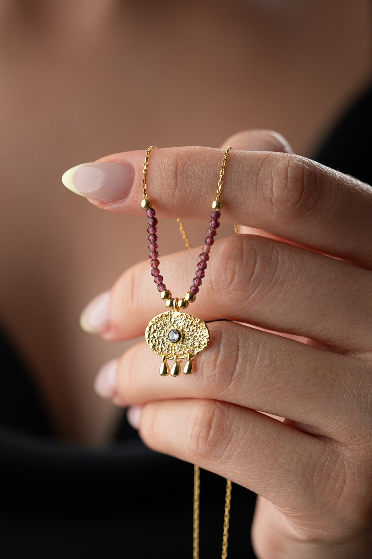 Garnet Guardian Eye Necklace