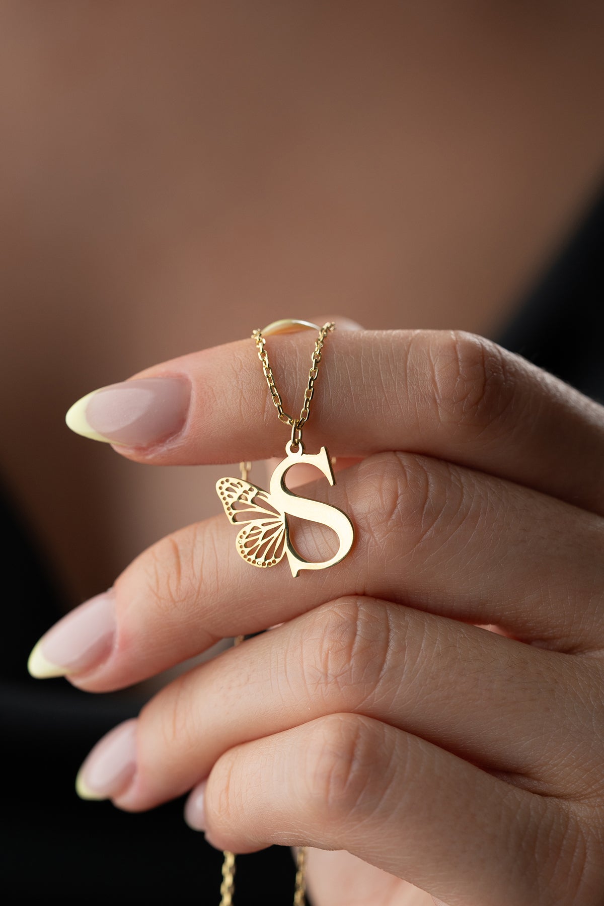 Custom Butterfly Initial Necklace