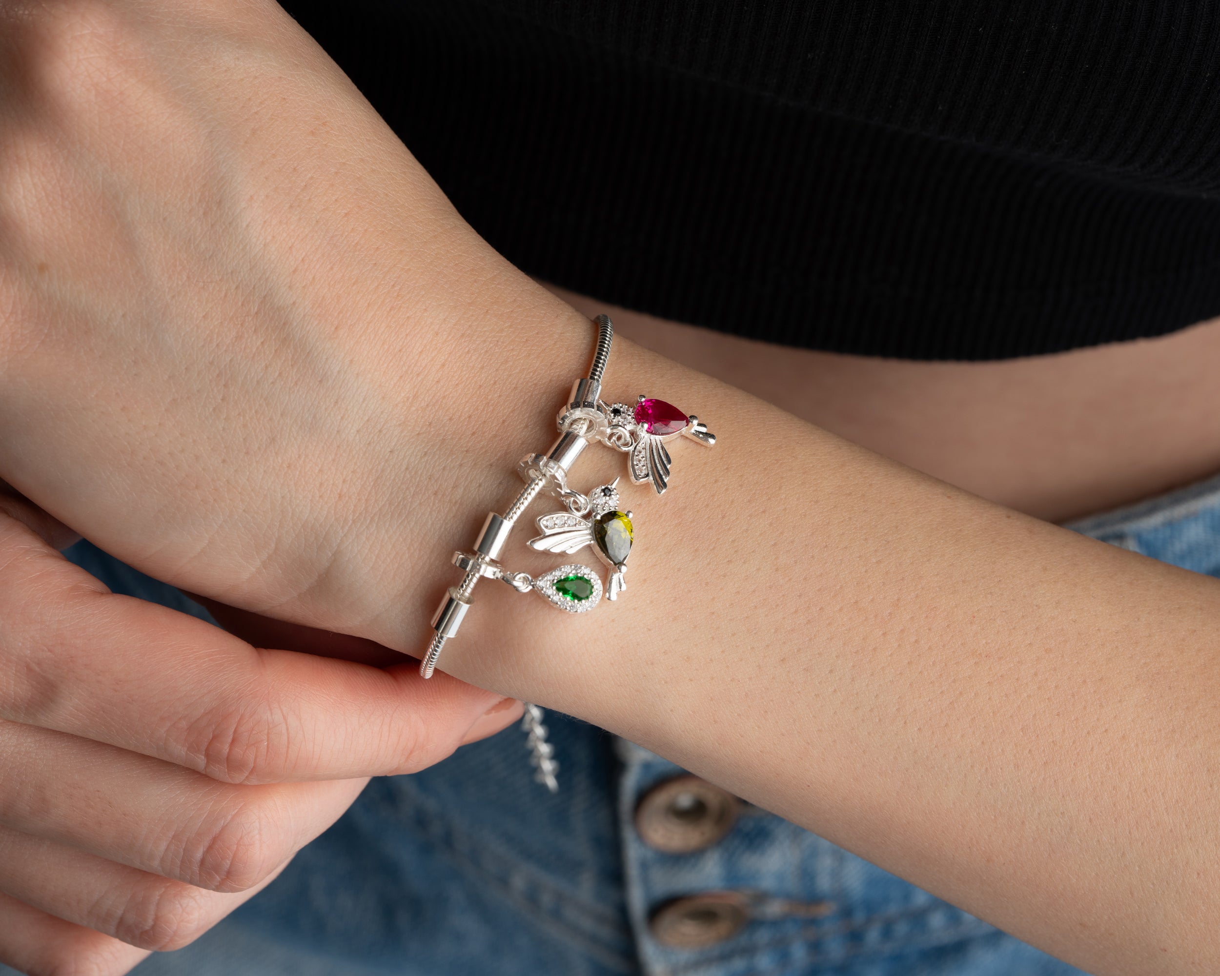 Custom Multi Charm Birthstone Bracelet