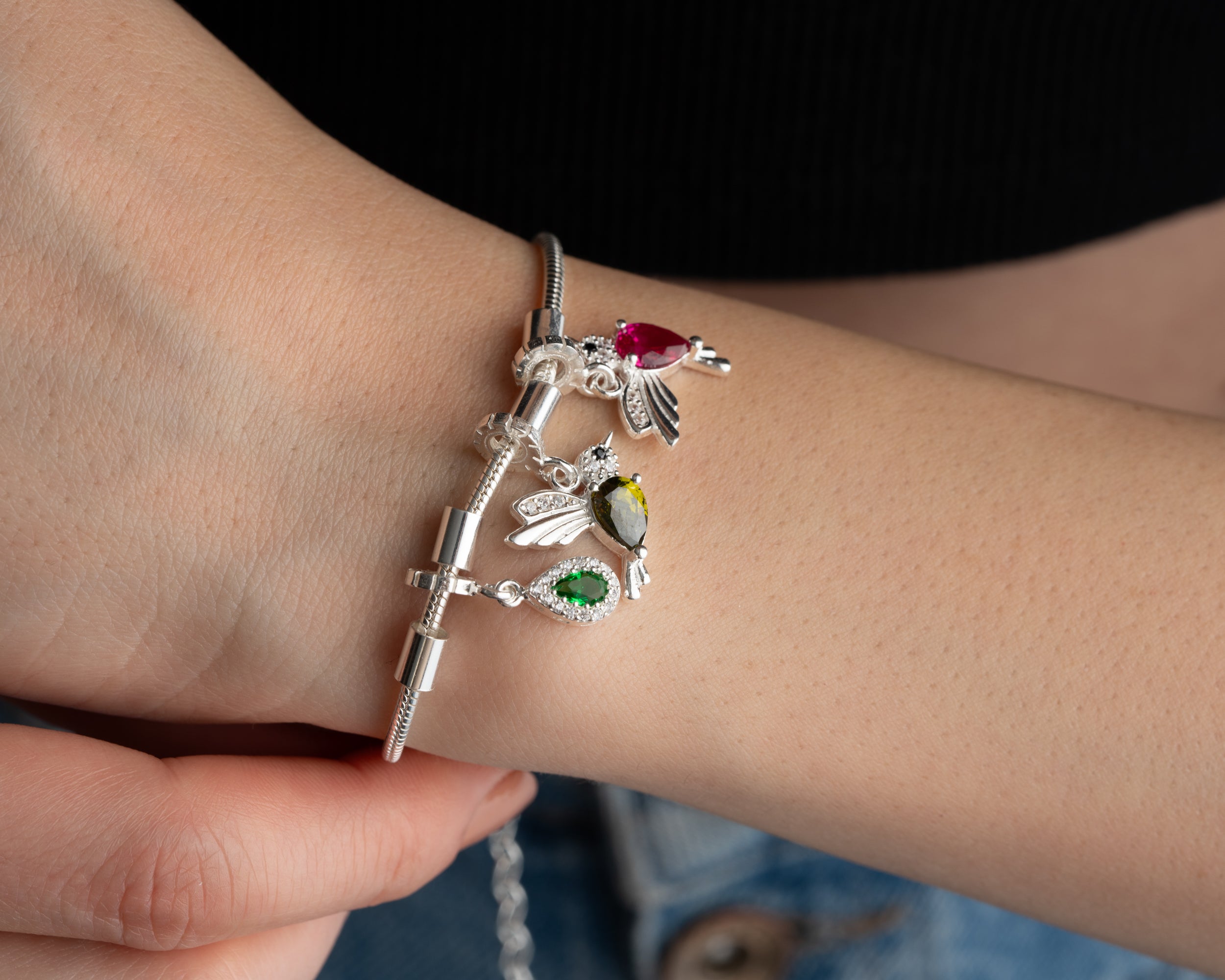 Custom Multi Charm Birthstone Bracelet