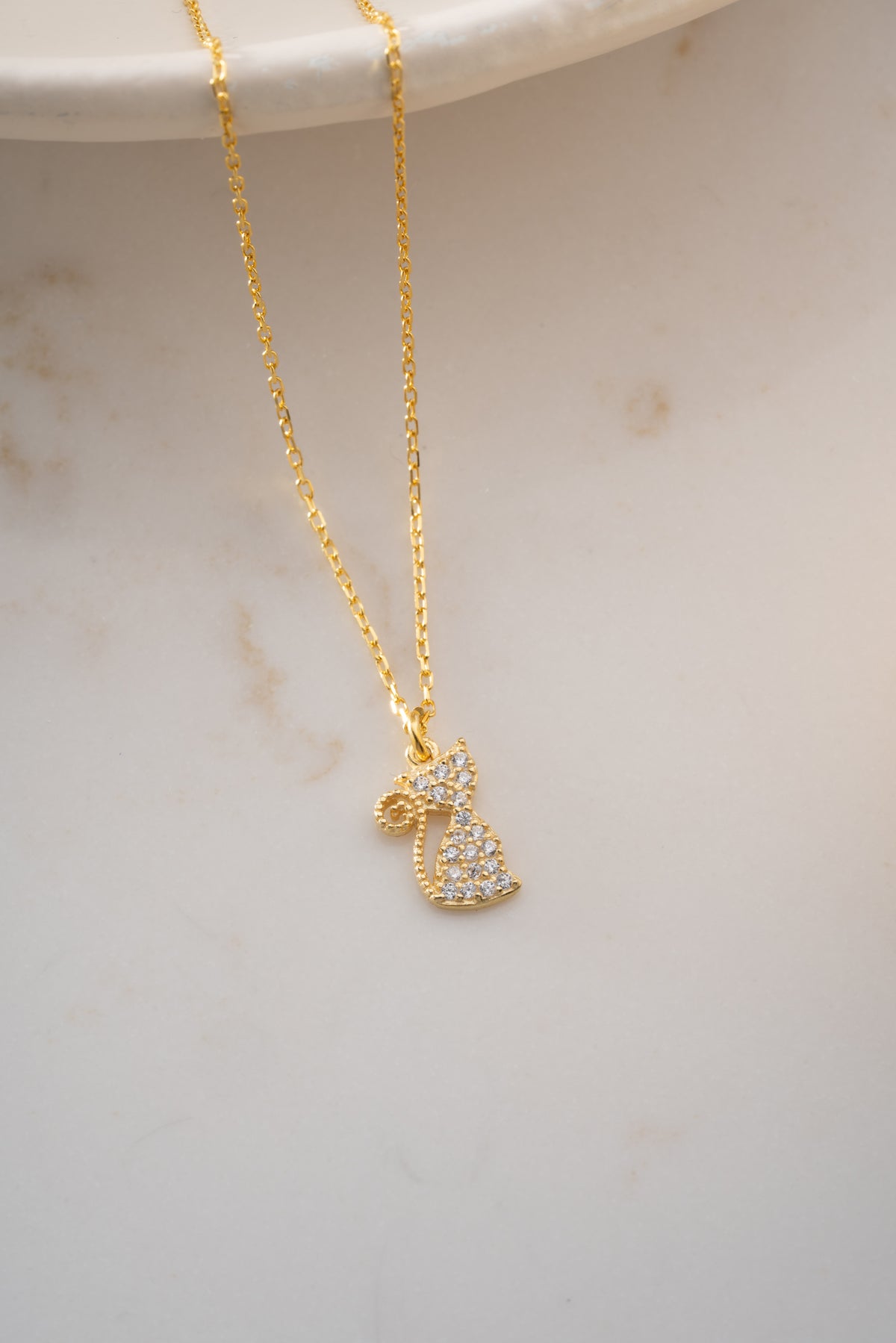 Sparkling Cat Pendant Necklace