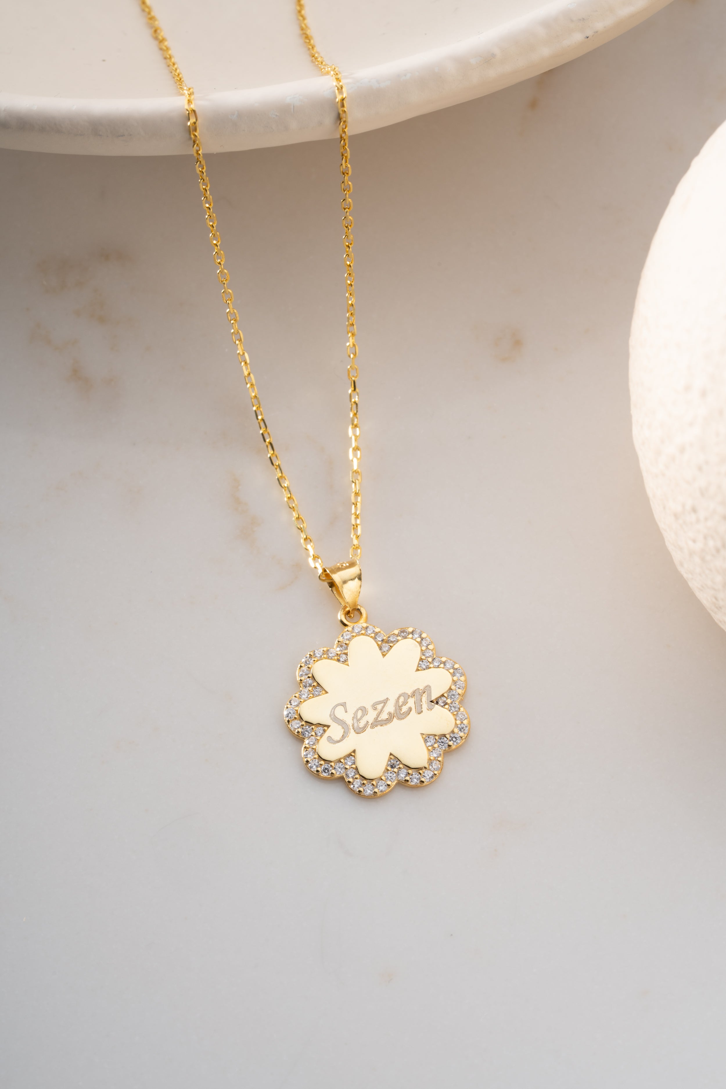 Custom Name Flower Pendant Necklace