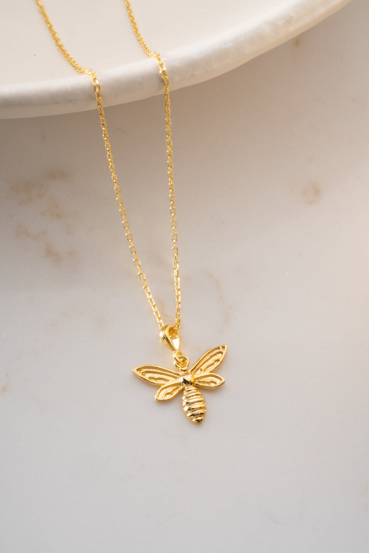 Honeybee Pendant Necklace in Gold