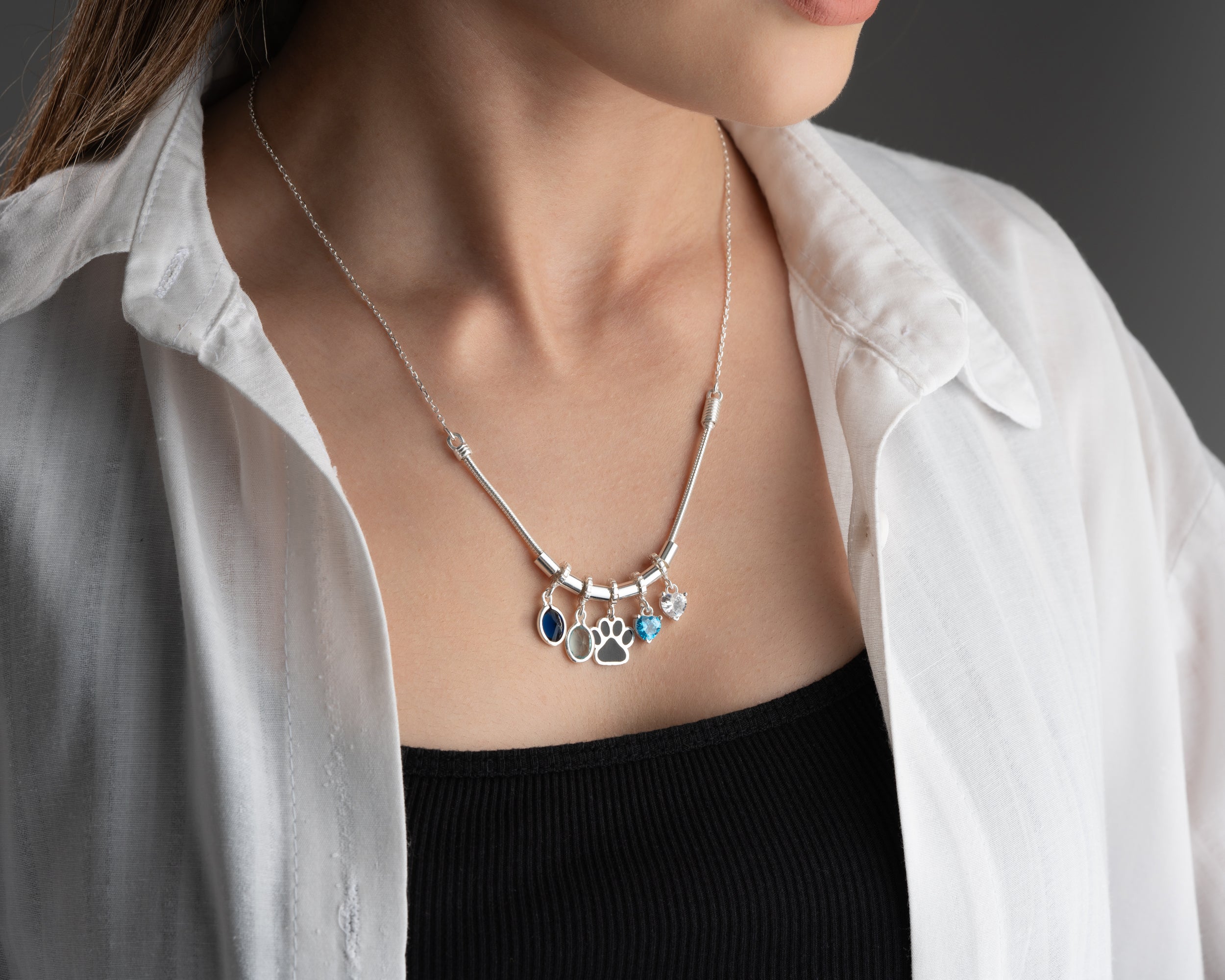 Custom Kids Birthstone Charm Necklace