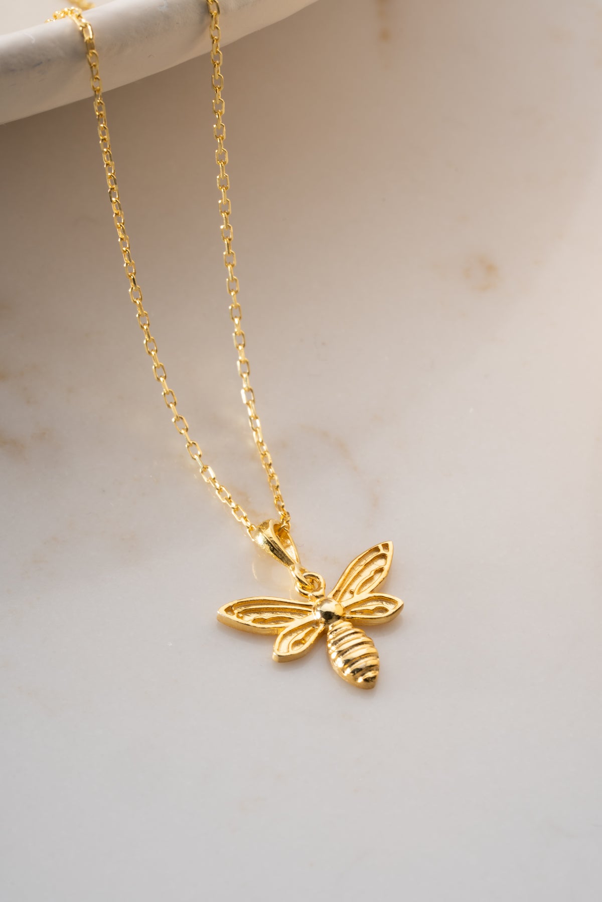 Honeybee Pendant Necklace in Gold