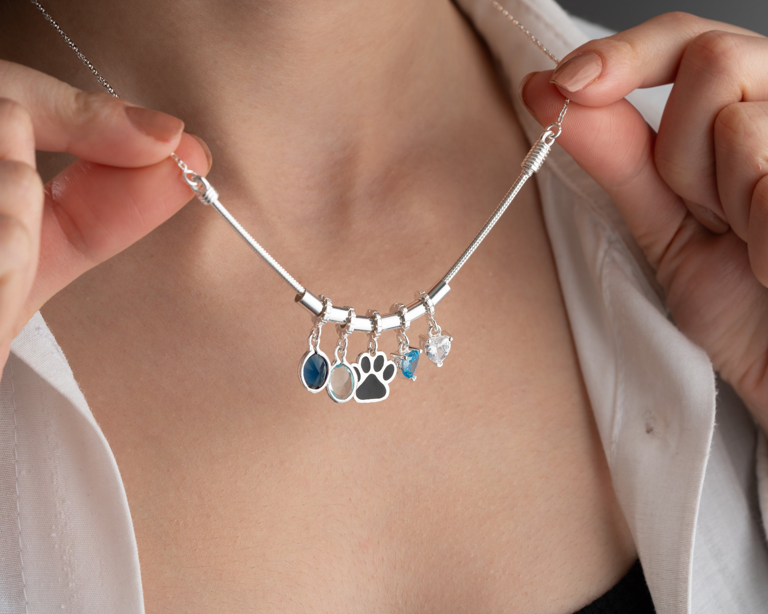 Custom Kids Birthstone Charm Necklace