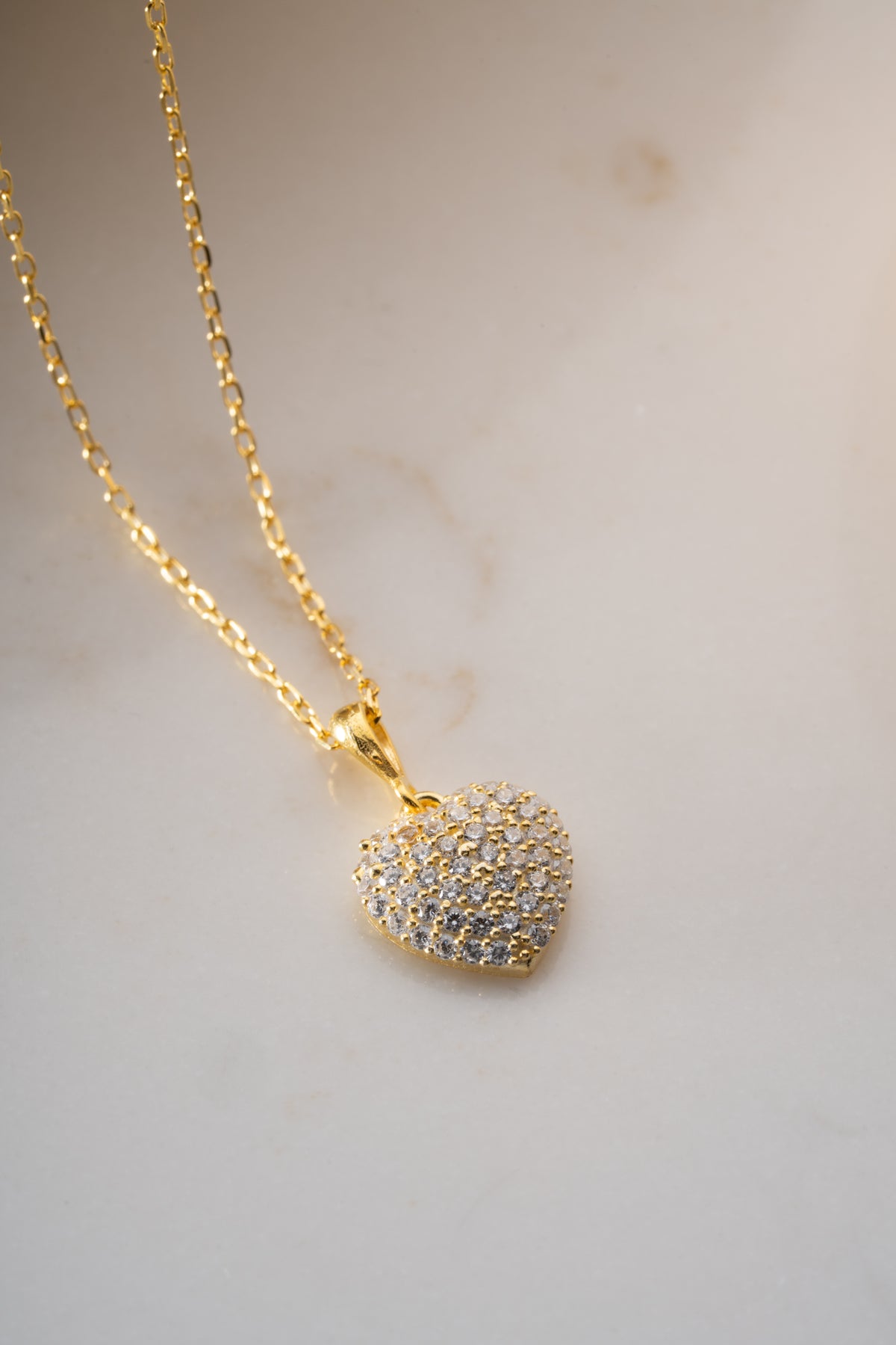 Pave Crystal Puffy Heart Necklace