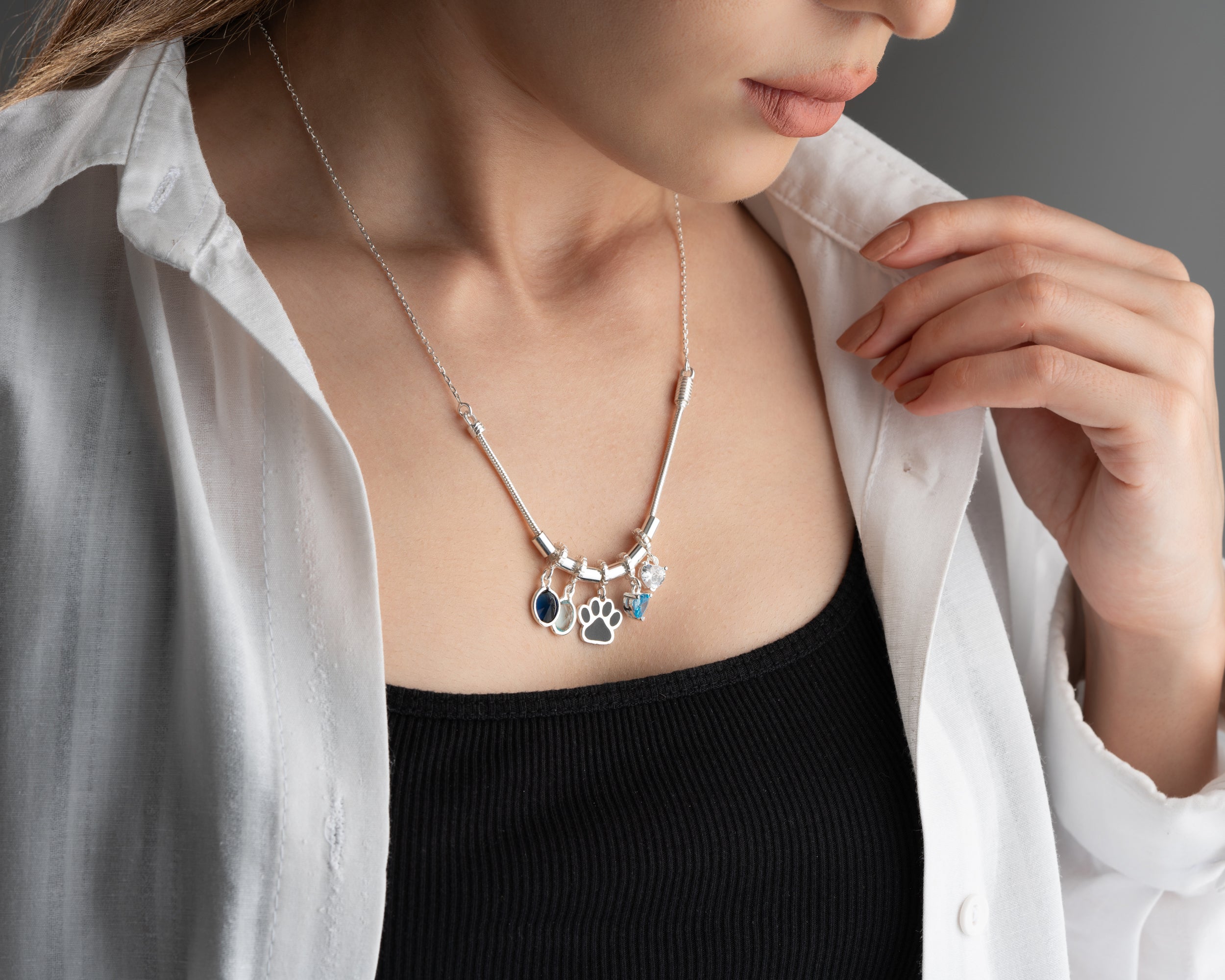 Custom Kids Birthstone Charm Necklace