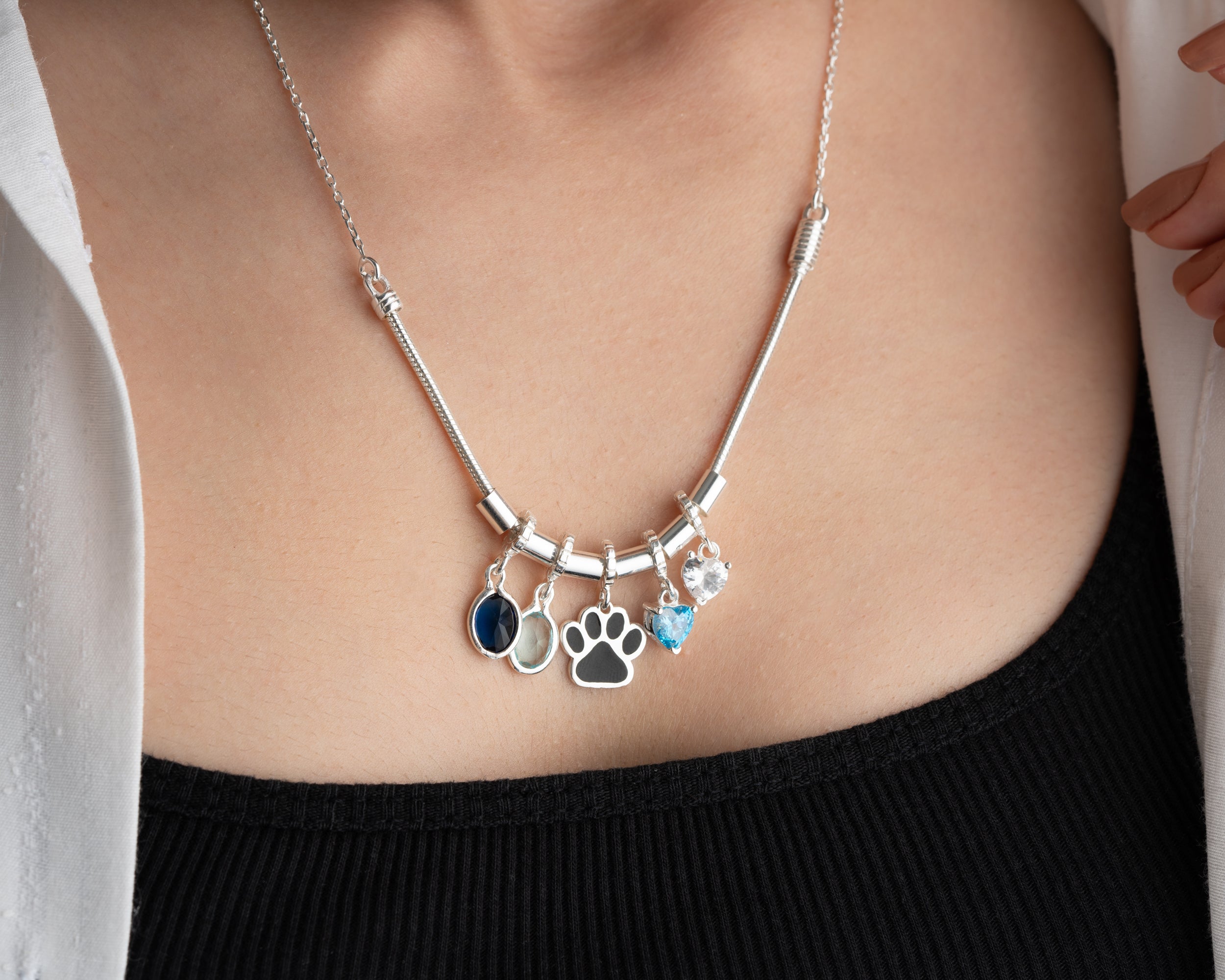 Custom Kids Birthstone Charm Necklace